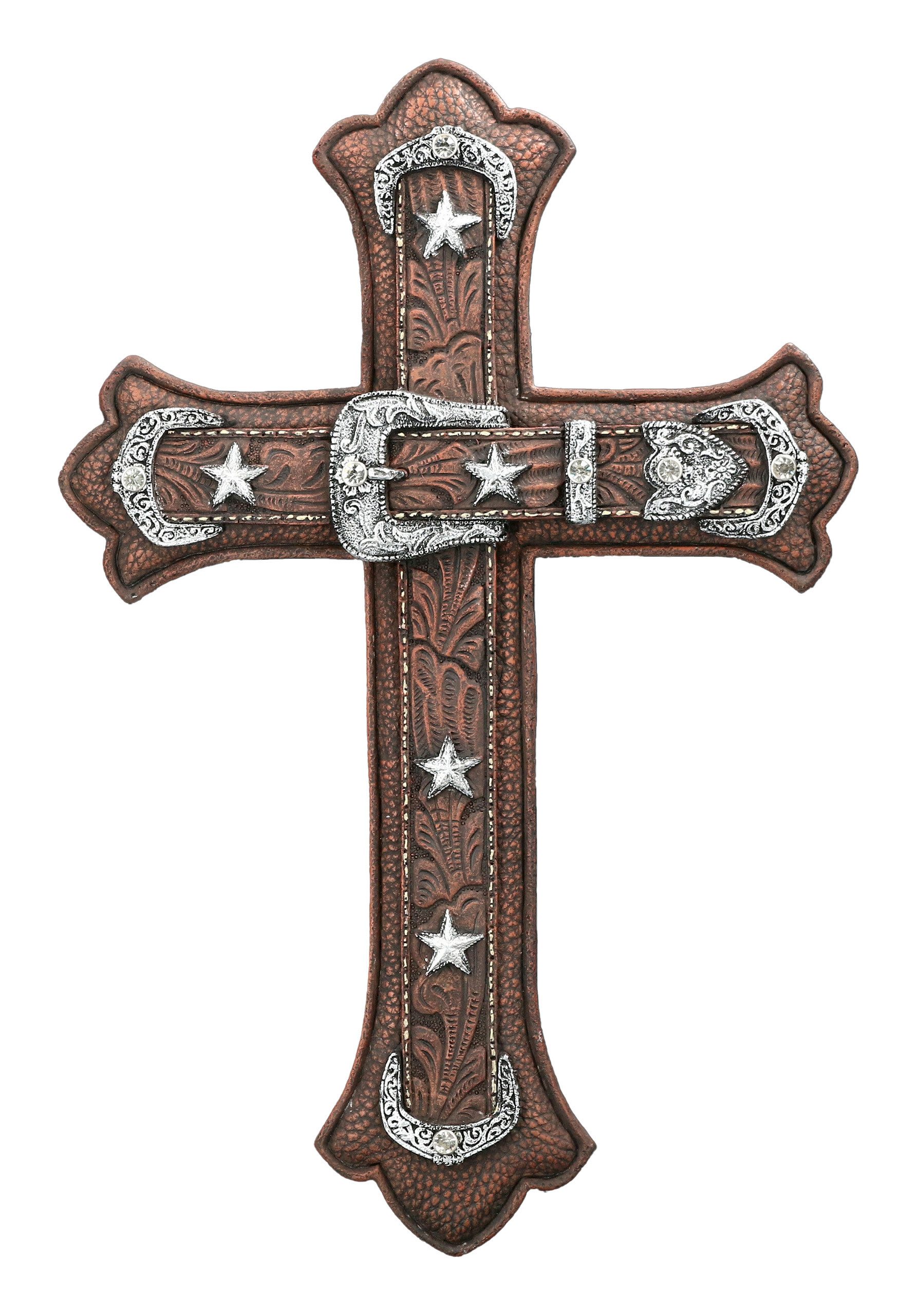 Dekoobjekt Western Kruzifix in Gürtel Optik - Kreuz Wilder Westen Cowboy Deko