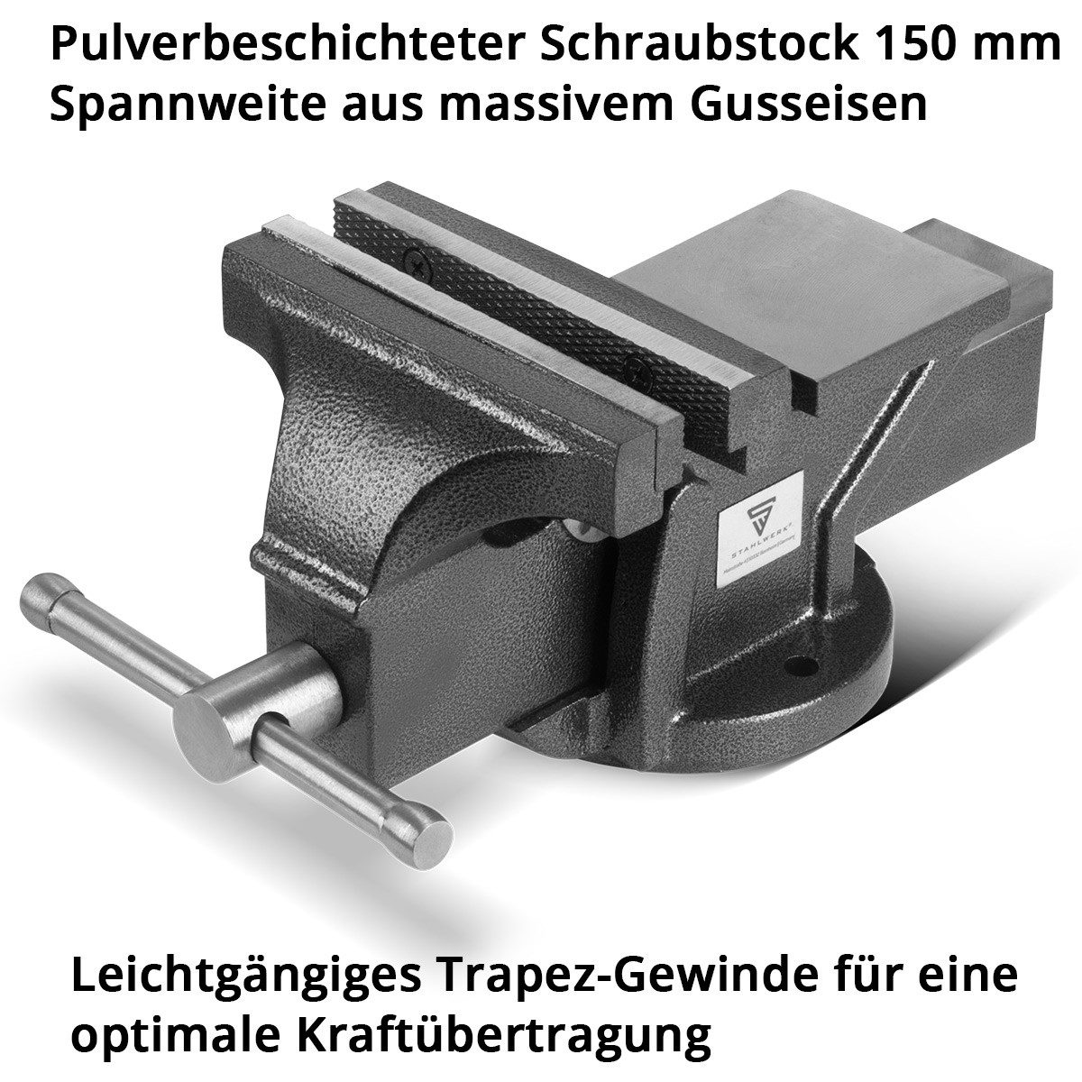 STAHLWERK Schraubstock BV-150 ST aus Gusseisen mit 150 mm Spannweite Maschinenschraubstock, Packung, 1-St., Einzel, mit 150 mm Spannweite