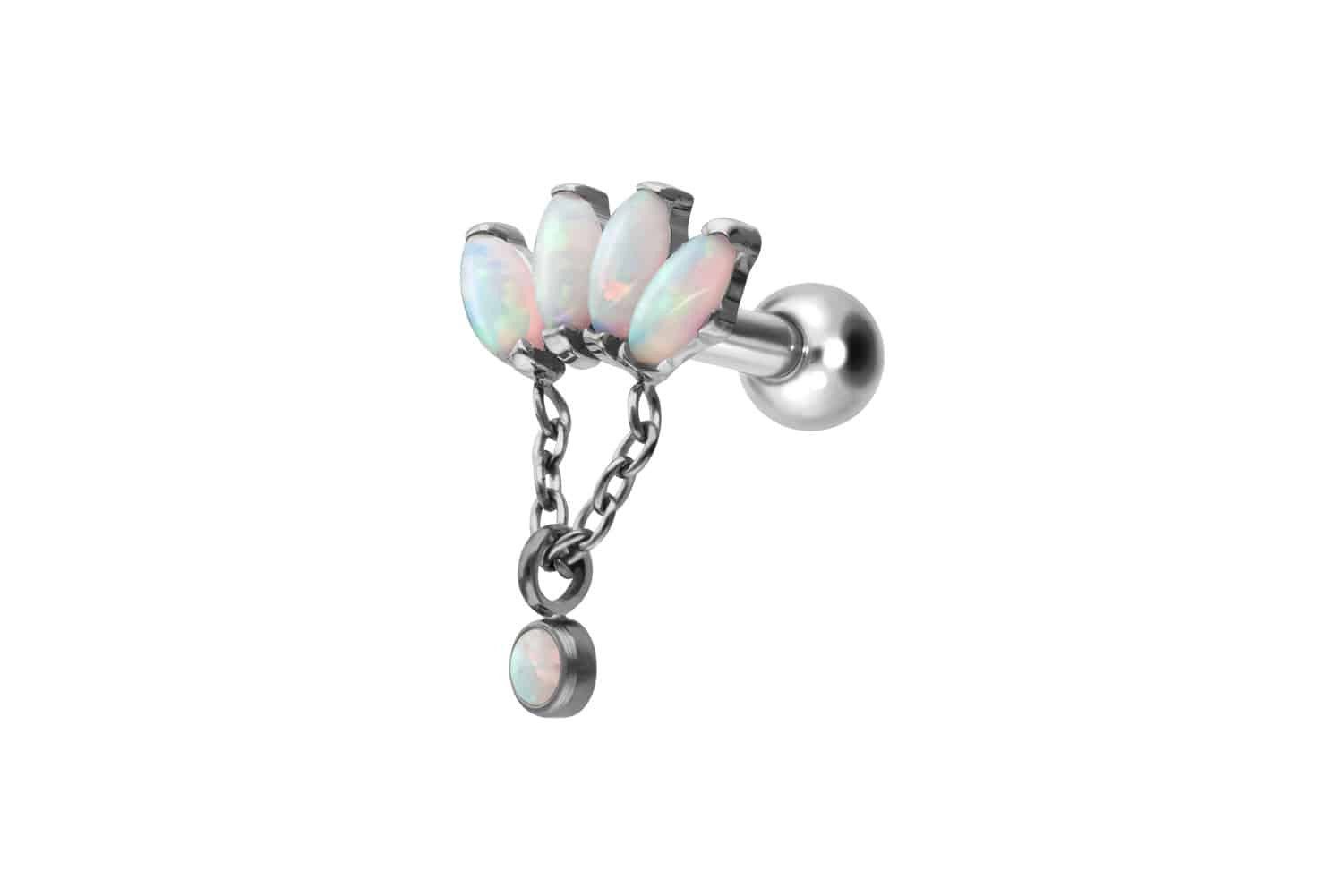 Piercing-Set Titan Ohrpiercing mit Innengewinde LOTUSBLÜTE + SYNTHETISCHE OPALE