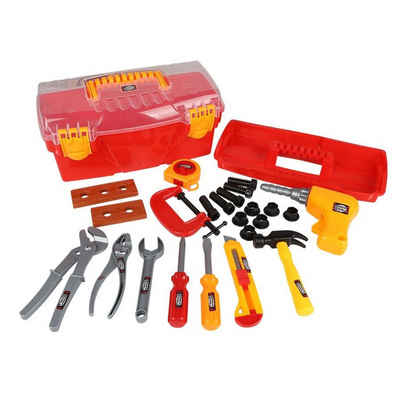BURI Kinder-Spaten Kinder-Werkzeug-Set 24-tlg Werkzeugkoffer Werkzeugkiste Werkzeugkasten