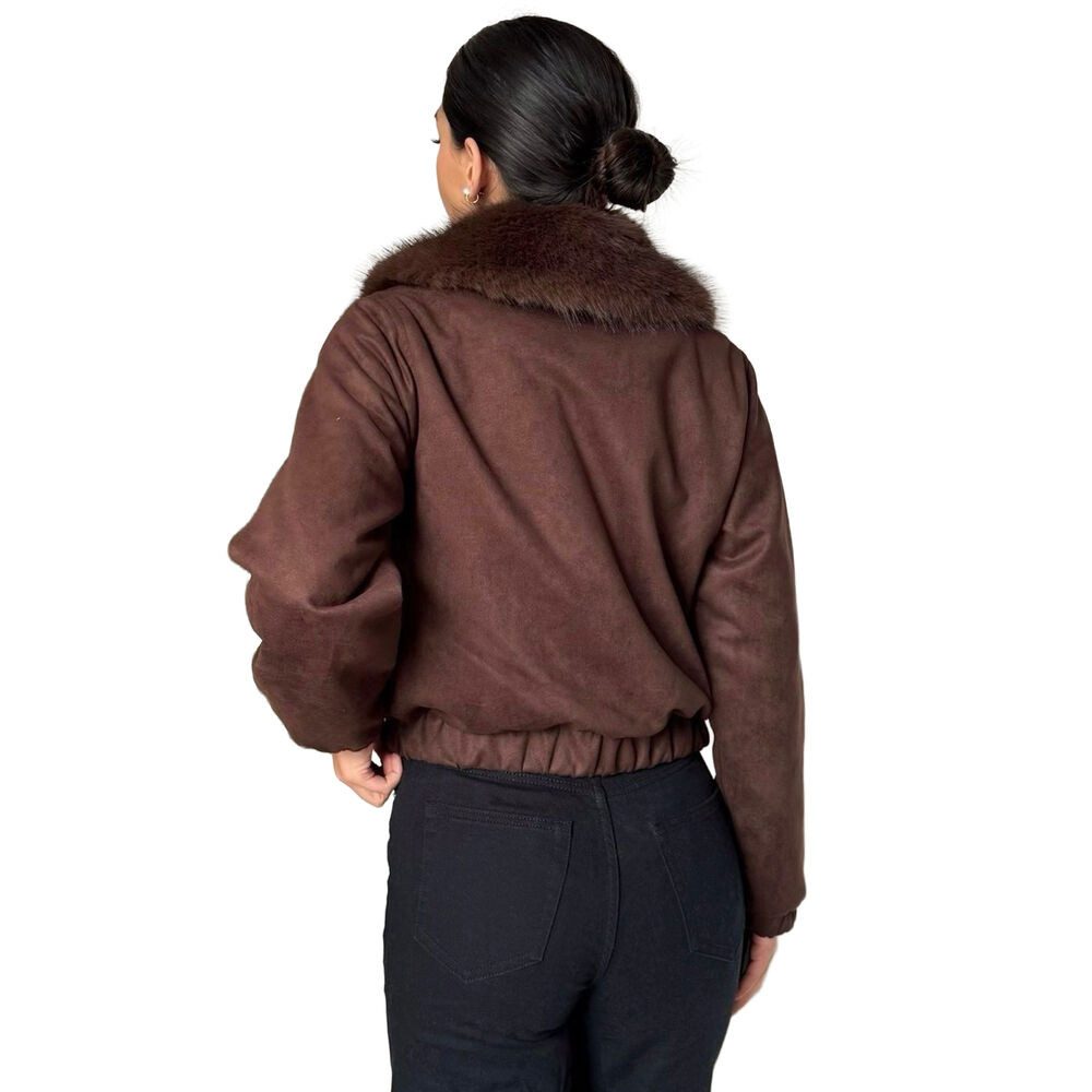 Ital-Design Bomberjacke Luxuriöse Bomberjacke mit Kunstpelzkragen für Damen günstig online kaufen