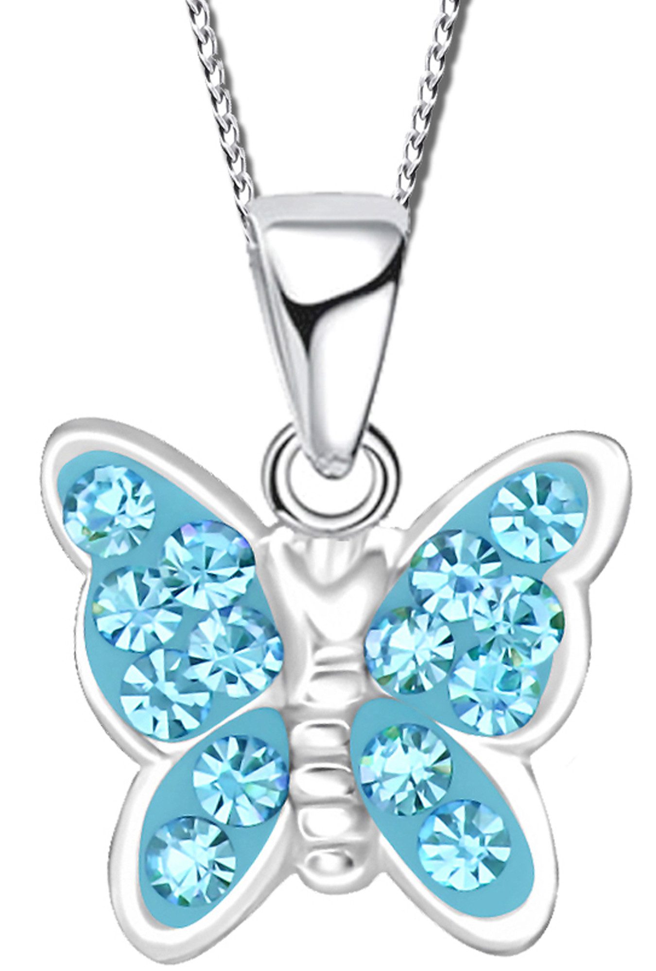 Limana Kette mit Anhänger zarte Schmetterling Kinderkette Mädchen 925 Silber Zirkonia Schmuck (inkl. Dose), Geschenk Geburtstag Einschulung Ostern Weihnachten Nikolaus