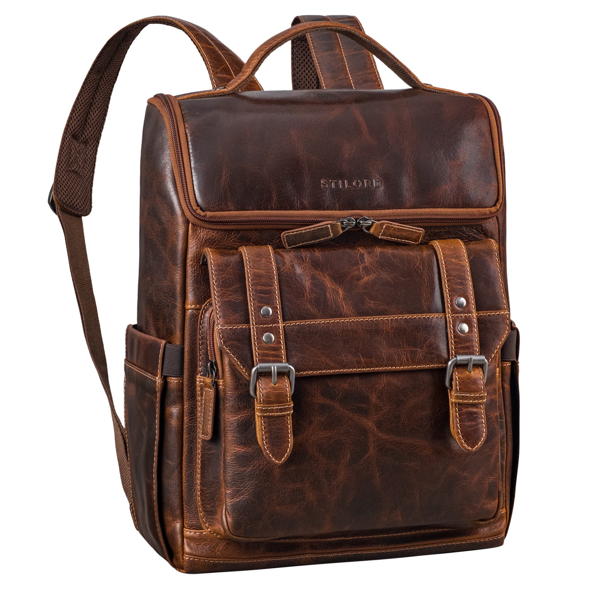 Notebookrucksack "Gian" Rucksack Herren Arbeit Leder Damenrucksack Groß für 16" Laptops