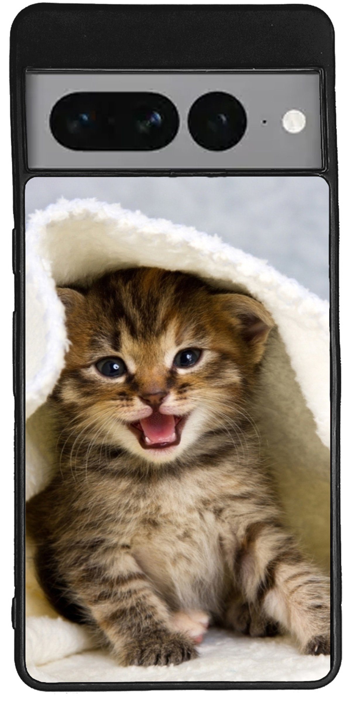 Traumhuelle Handyhülle TPU HÜLLE Silikon MOTIV 271 Case Cover Schutzhülle Backcover Etui 5G, Baby Katze Kitten Handy Bumper Smartphone Rückschale Schwarz