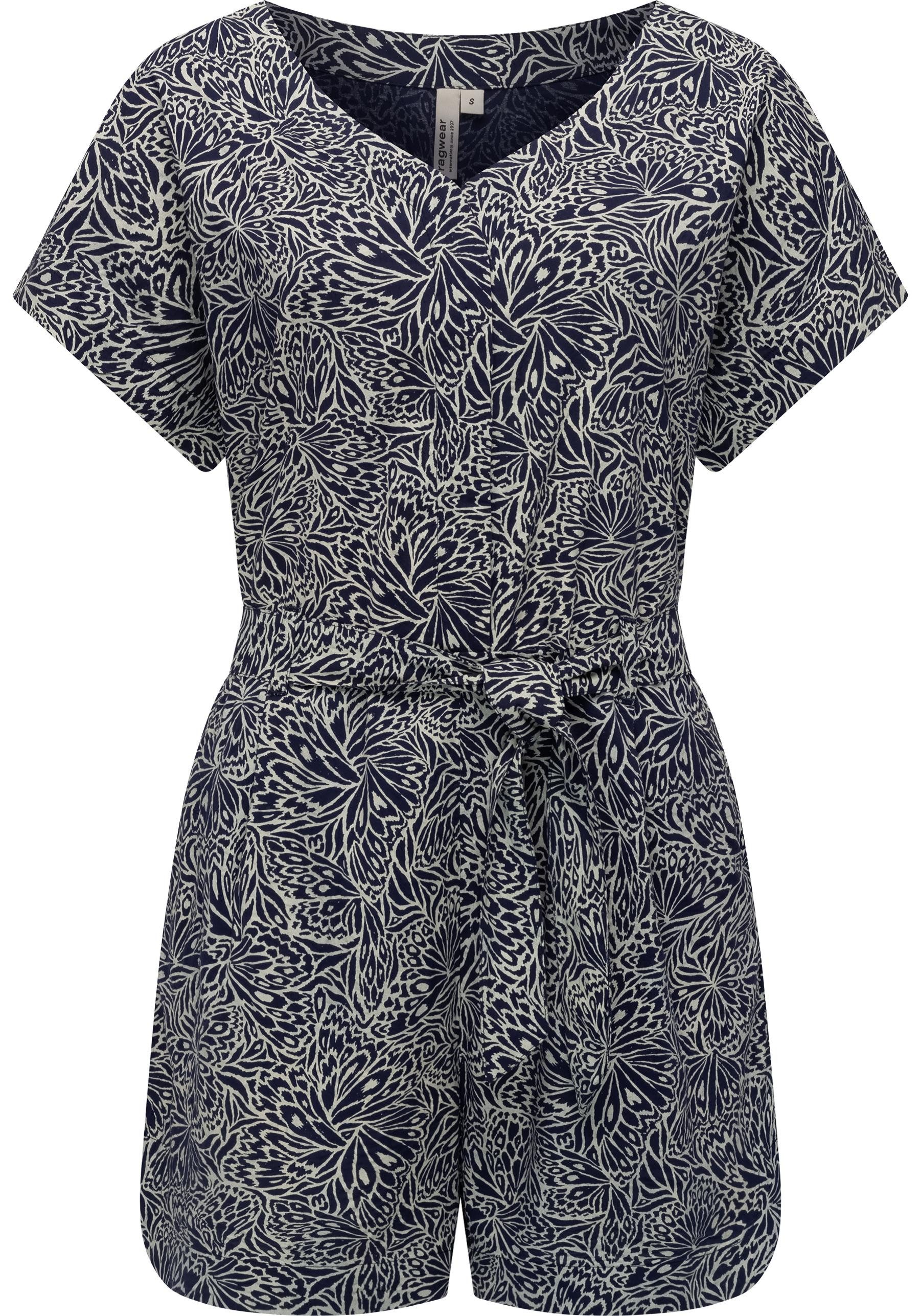 Ragwear Jumpsuit Salwin Kurzer Overall mit Taillen-Bindeband
