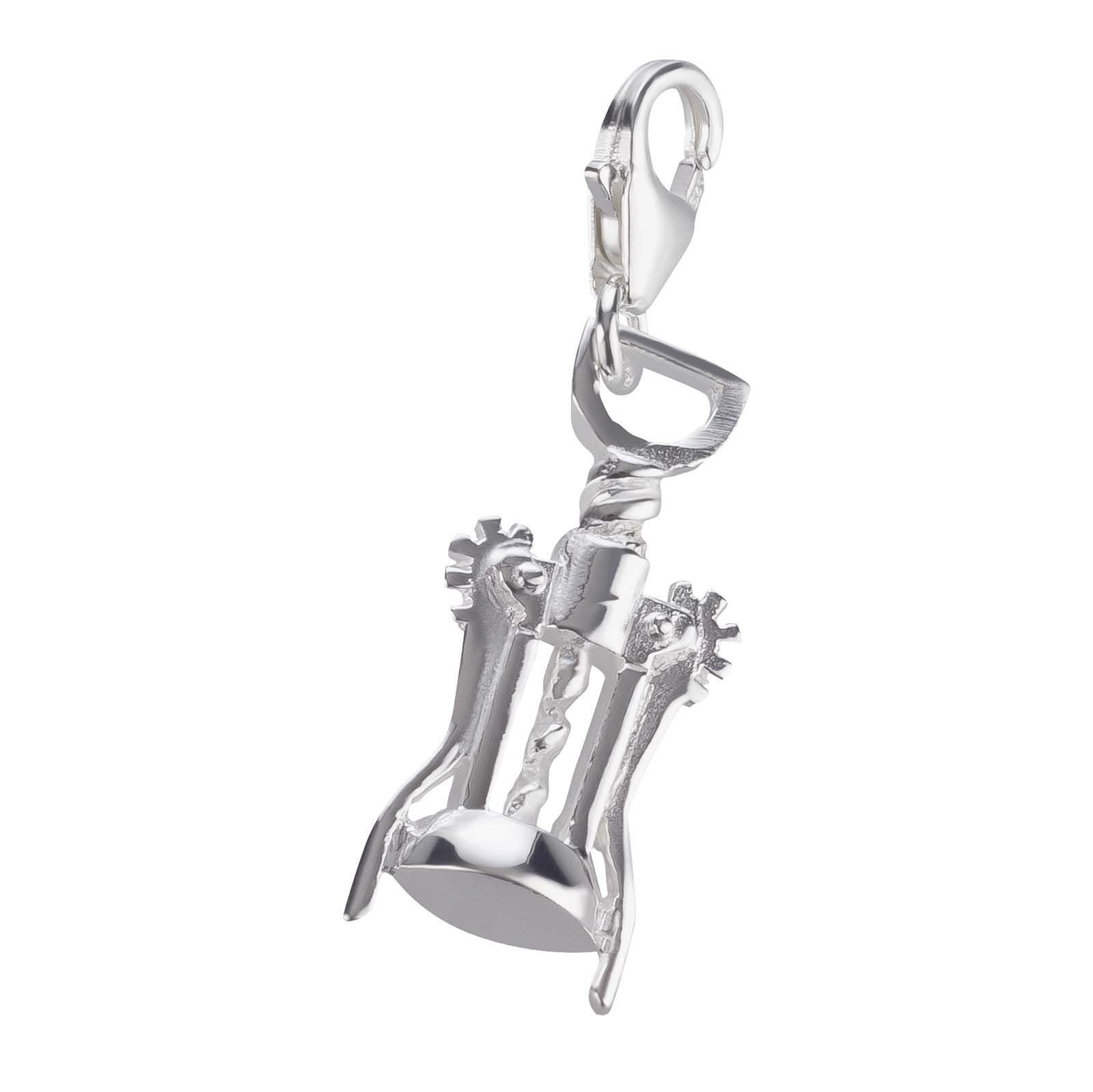 schmuck23 Charm-Einhänger Charm Anhänger Korkenzieher 925 Silber Kettenanhänger (1-tlg), Für Armband, Halskette oder Schlüsselanhänger