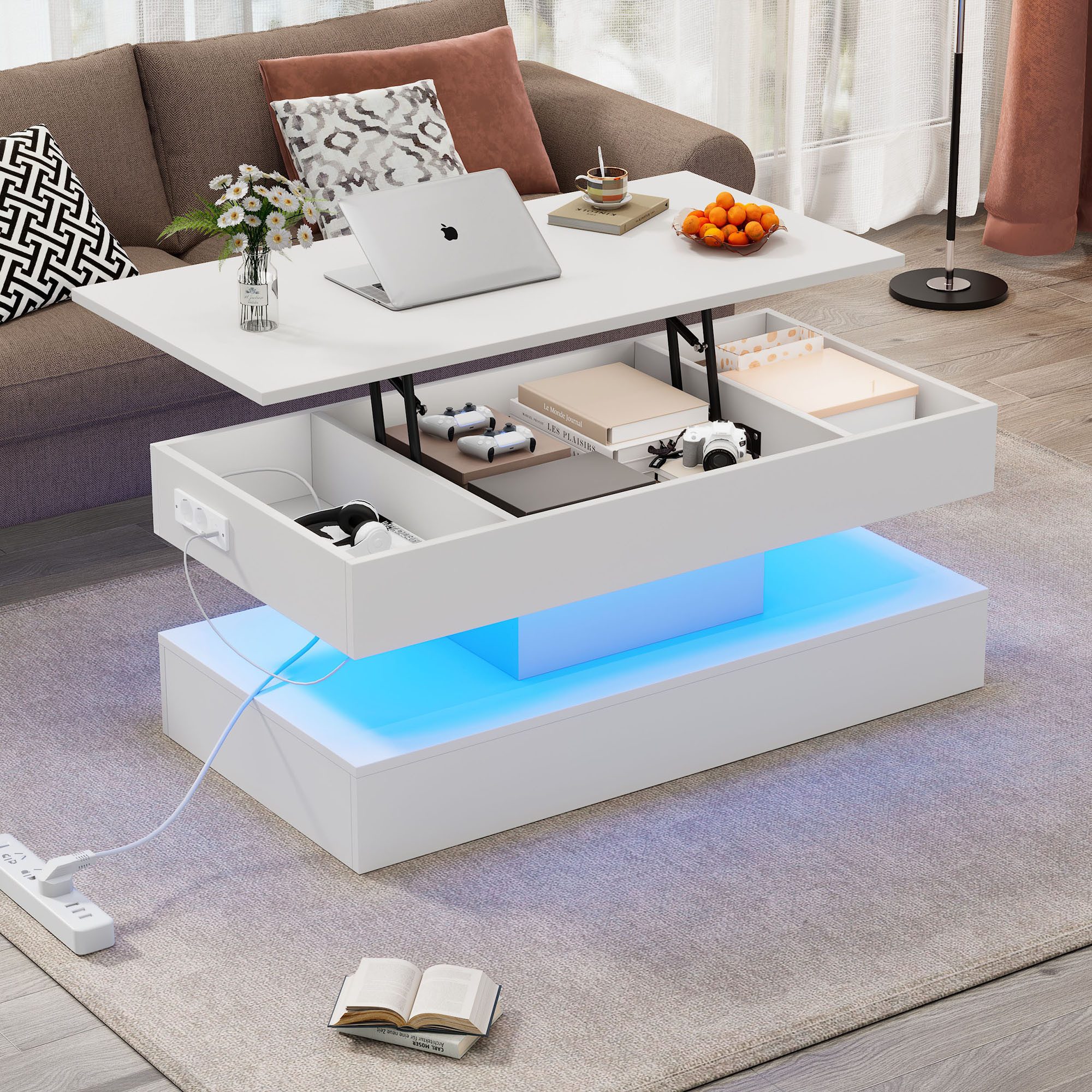 STILVORA Couchtisch Hebbarer Wohnezimmertisch mit LED,Beistelltisch mit Sta günstig online kaufen