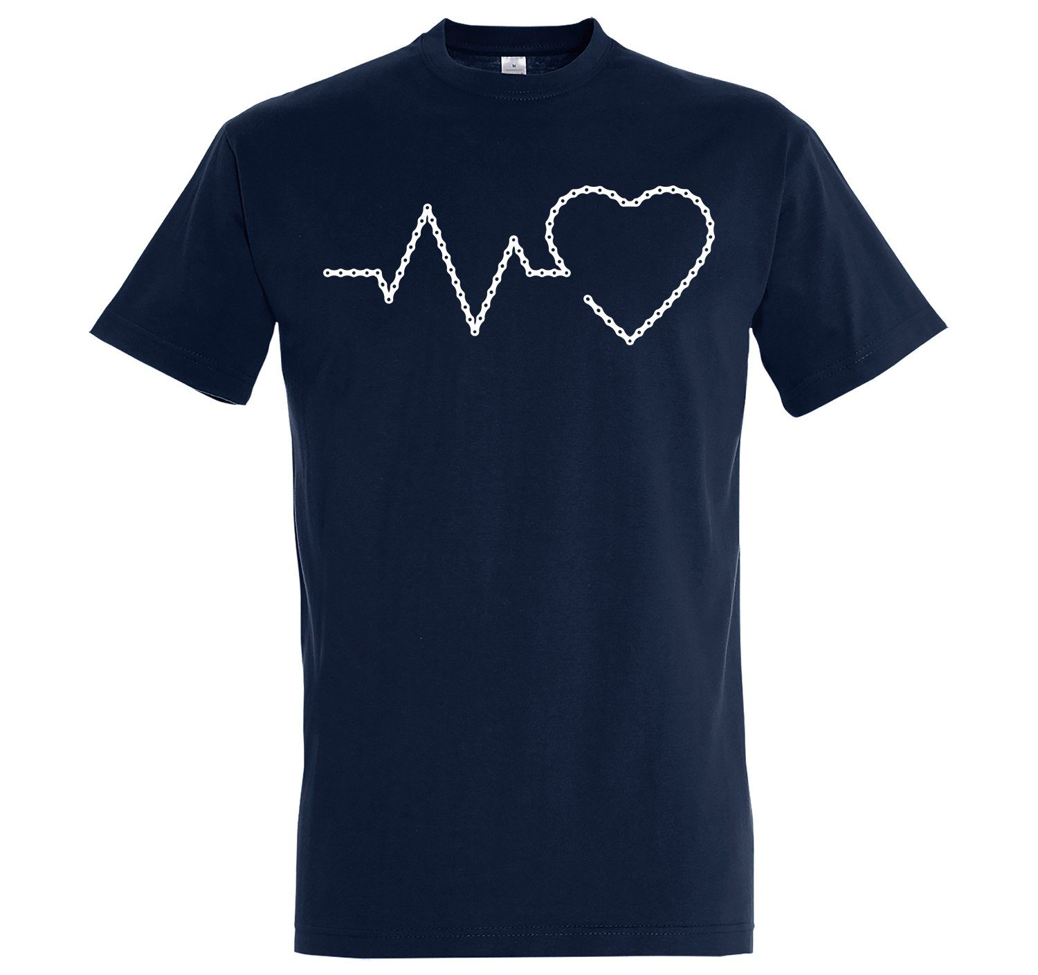 Youth Designz T-Shirt Fahrradkette Heartbeat Herren T-Shirt mit trendigem Frontprint Navyblau