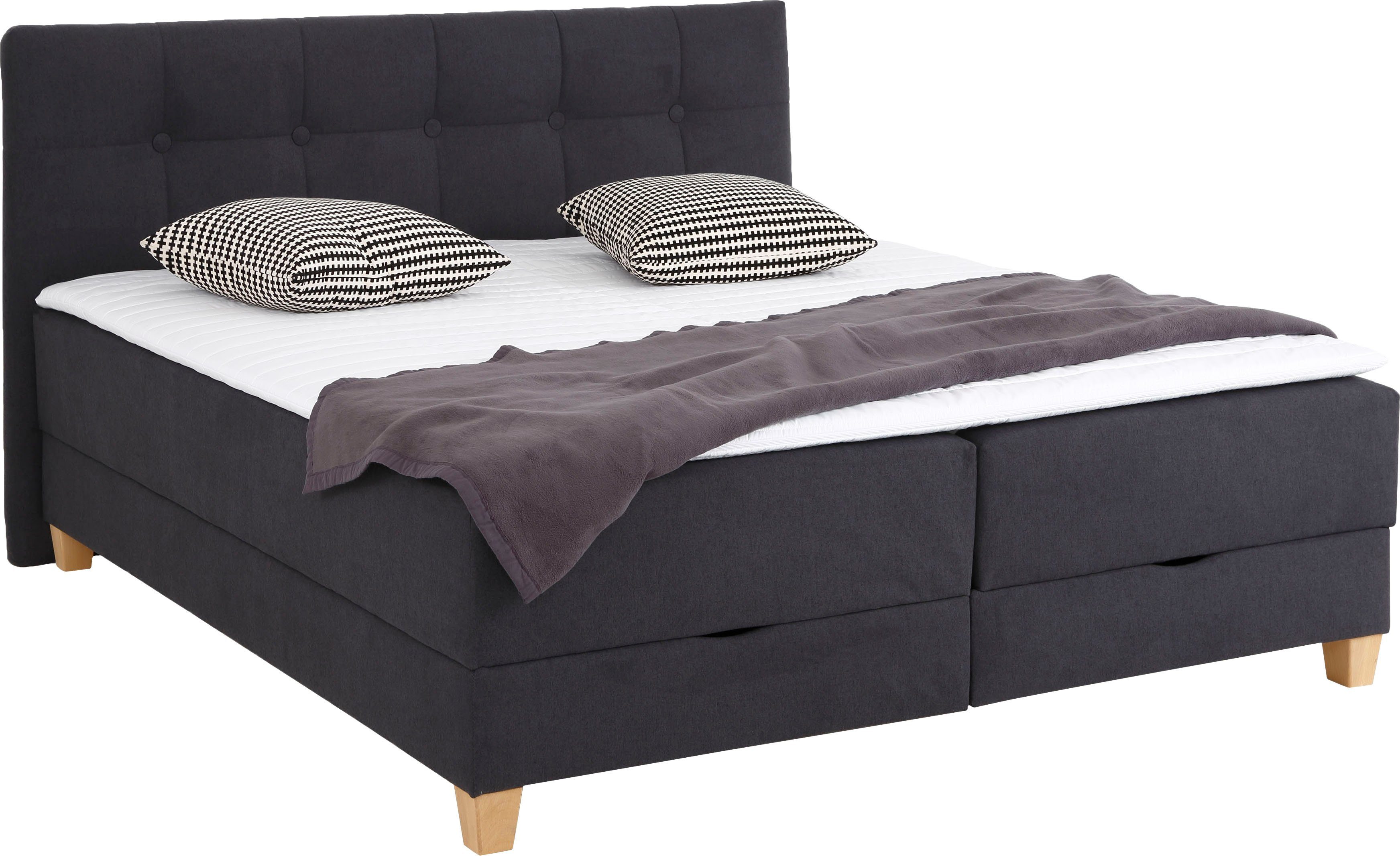 Home affaire Boxbett Lonrai, in H2,H3 & H4 und XXL - Überlänge 220cm wählbar, inkl. Topper