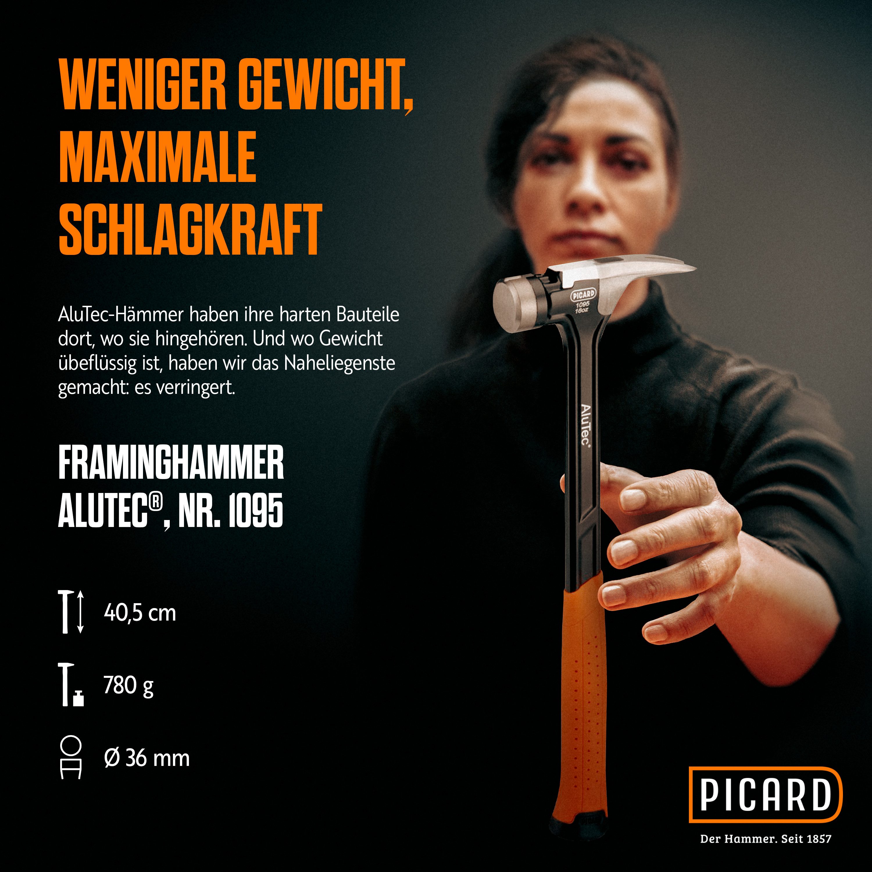 Hammer PICARD Framing Hammer AluTec Nr. 1095 glatt günstig online kaufen