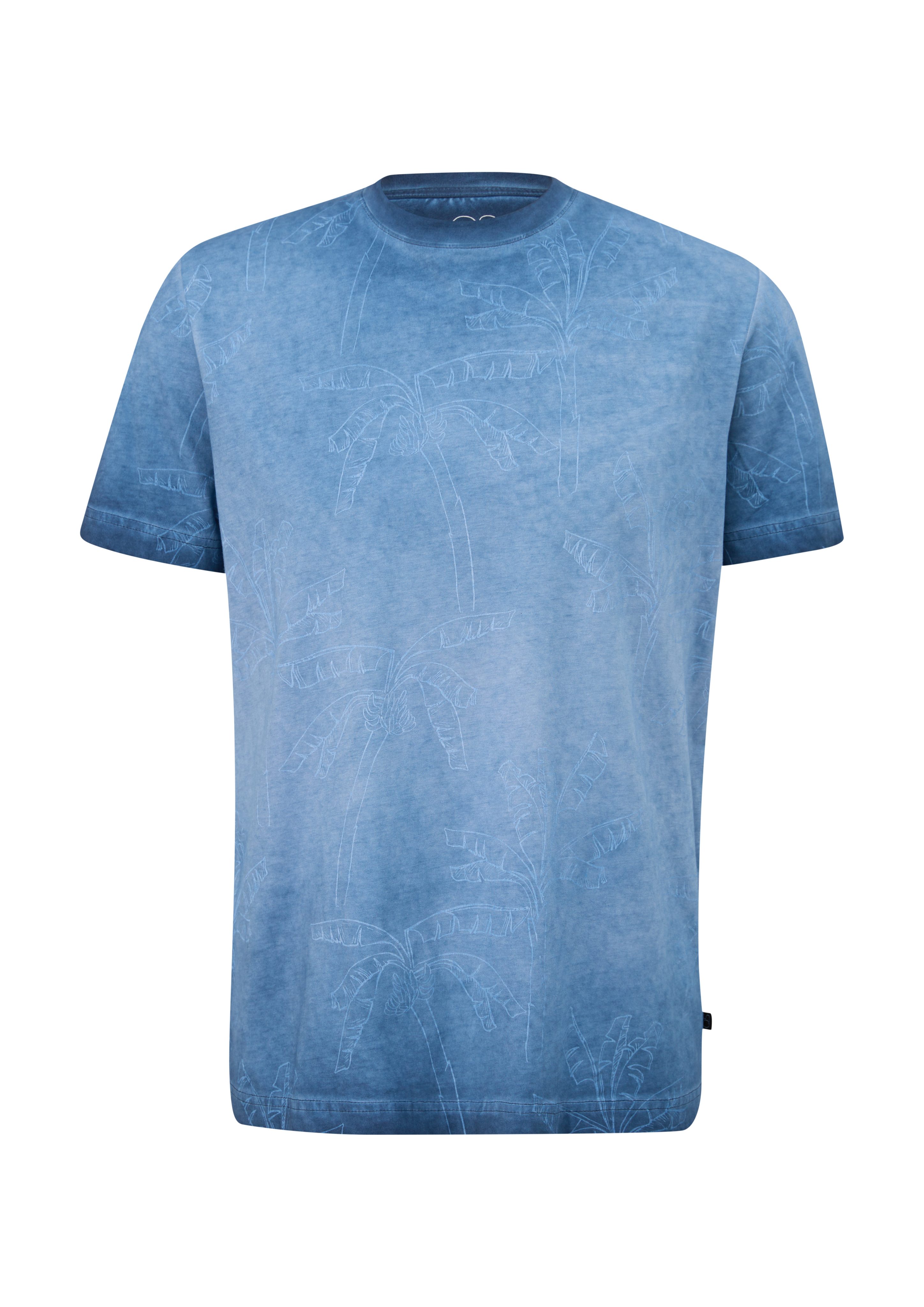 QS Kurzarmshirt T-Shirt reiner aus tiefblau Baumwolle