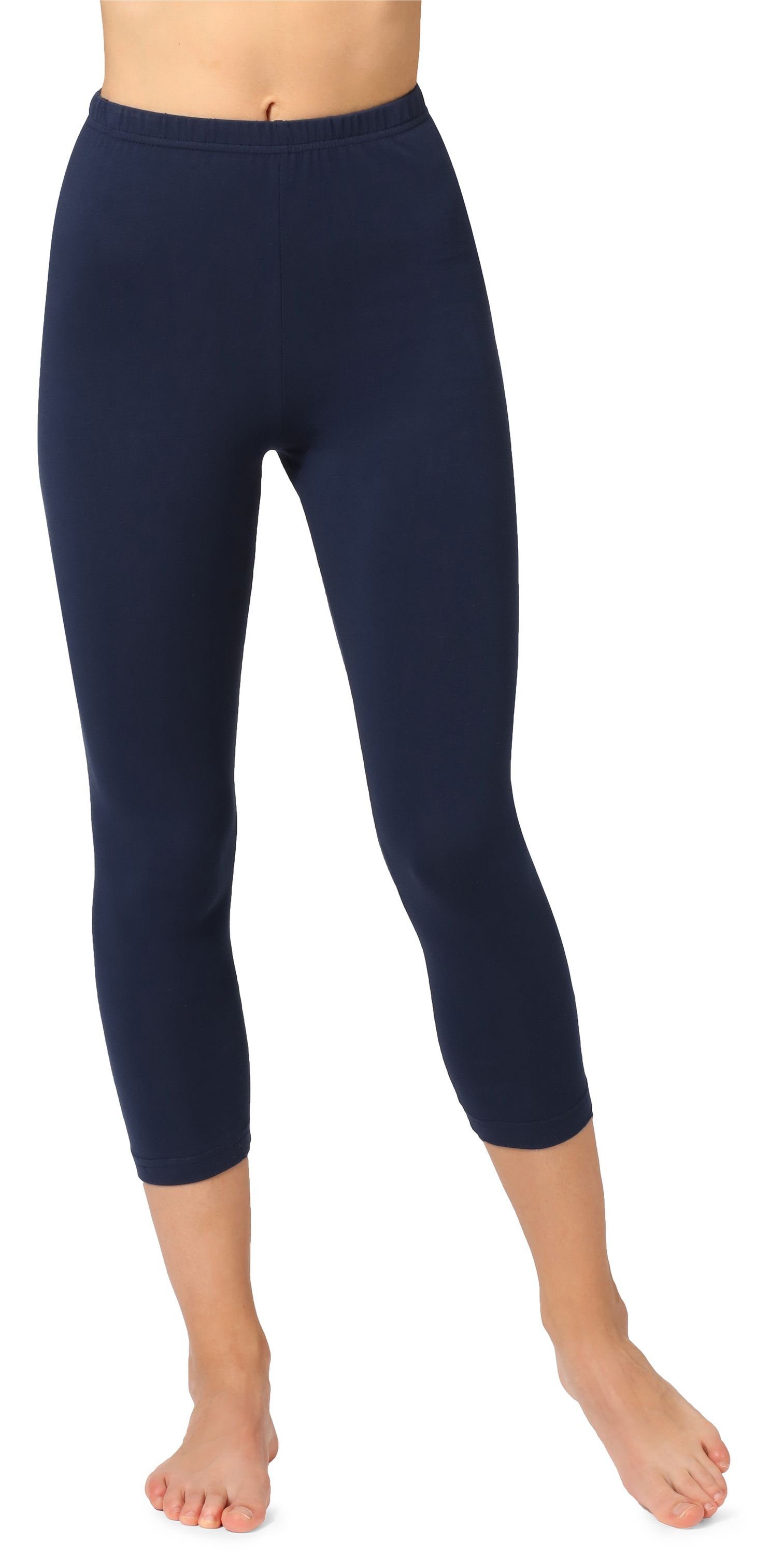 Bellivalini Leggings Damen 3/4 Capri Leggings aus Baumwolle BLV50-156 (1-tlg) elastischer Bund Marineblau