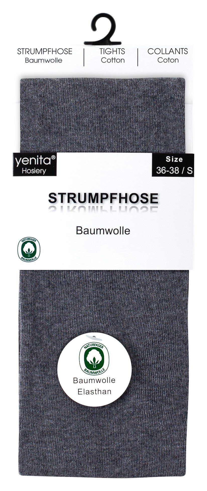 Yenita® Strickstrumpfhose in angenehmer grau Baumwollqualität