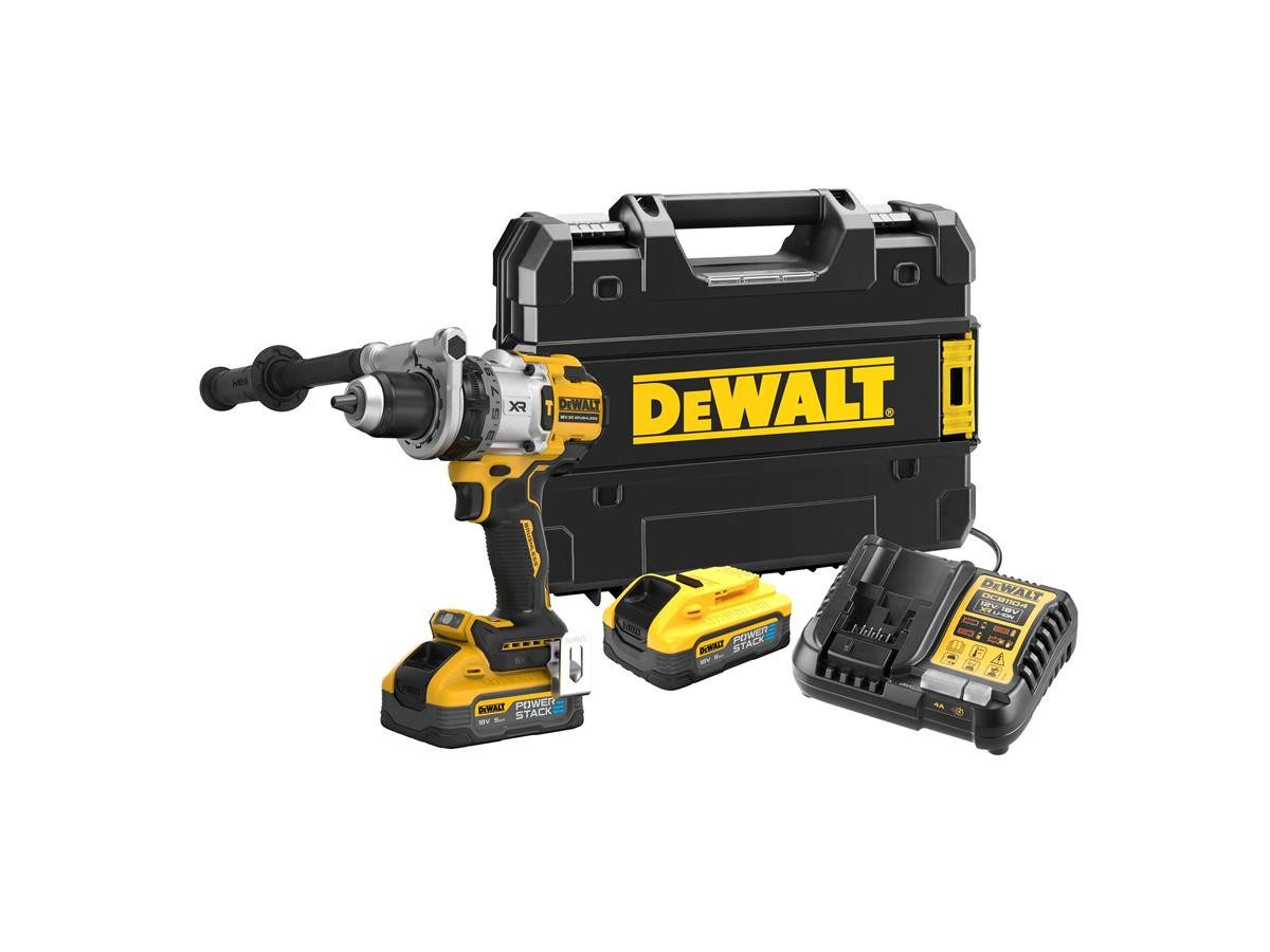 DeWalt Akku-Schlagbohrschrauber 18V / 5 Ah, max. 2000 U/min, (Set), inkl. 2 Akkus und Schnellladegerät und T STAK-Box