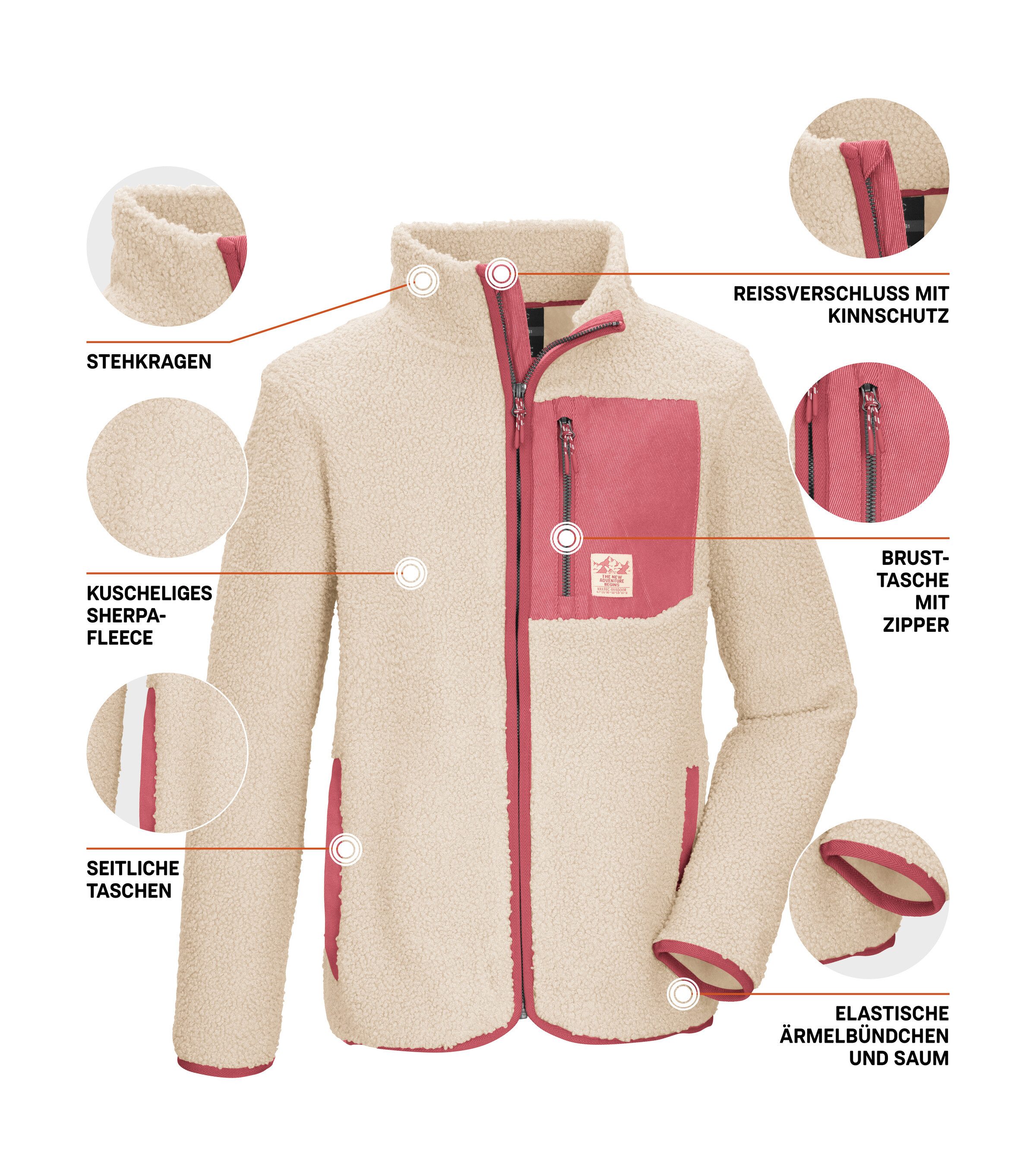 Killtec Fleecejacke KOW 140 GRLS FLC JCKT Weiche Sherpa-Fleecejacke mit Kinnschutz und Stauraum – Bild 5 von 5