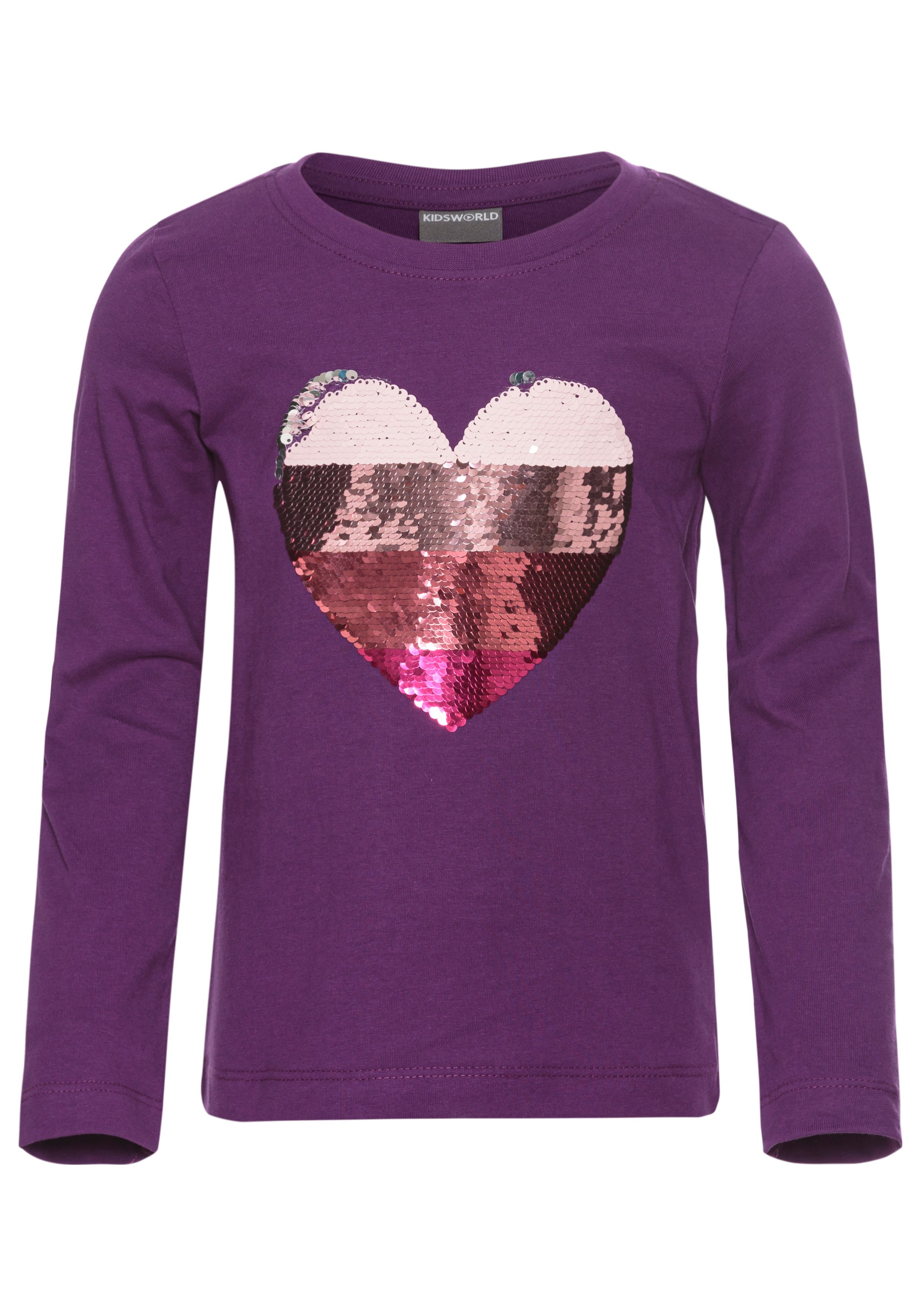 Langarmshirt, mit Paillettenherz zum Wenden