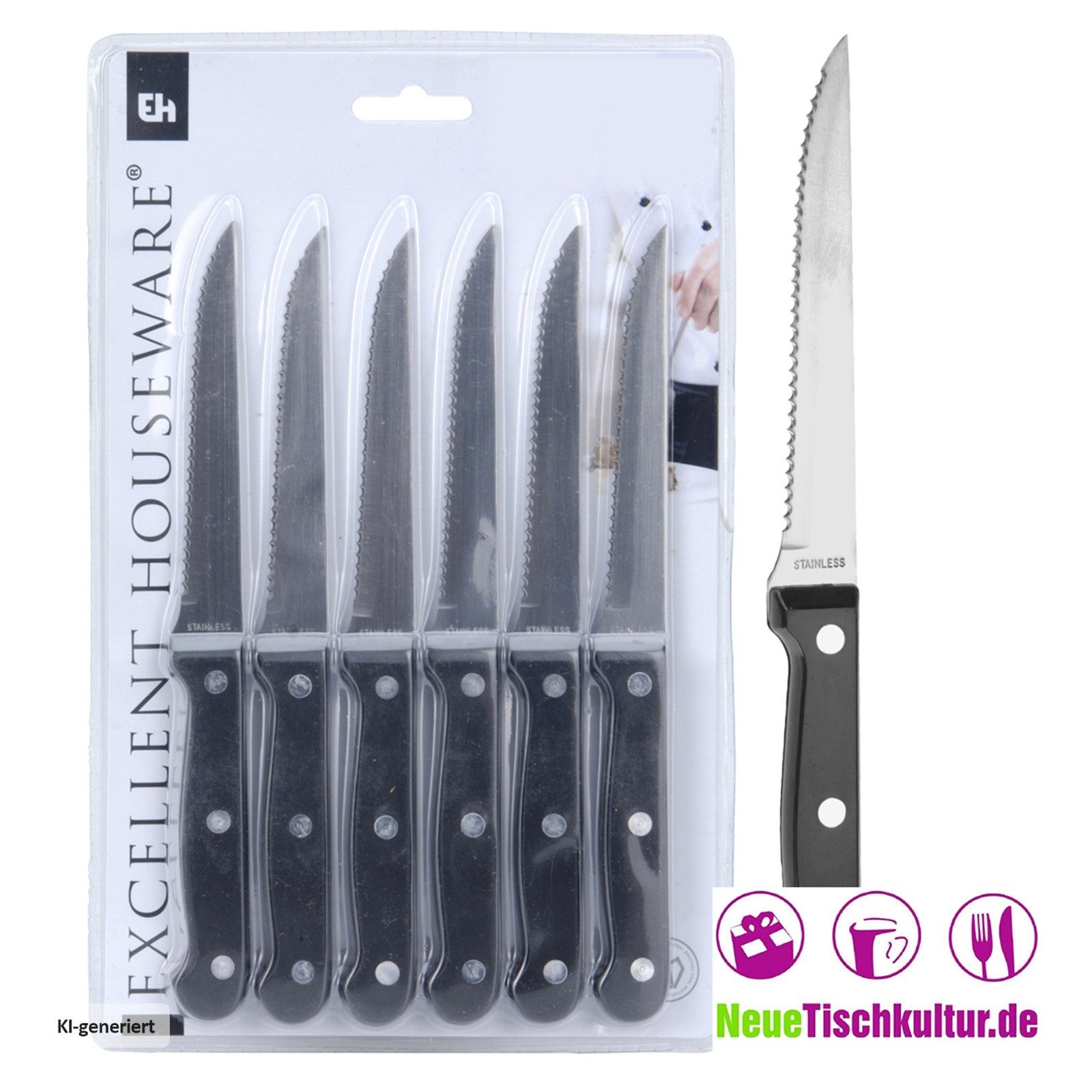Neuetischkultur Messer-Set Steakmesser-Set Edelstahl (Set, 6-tlg)