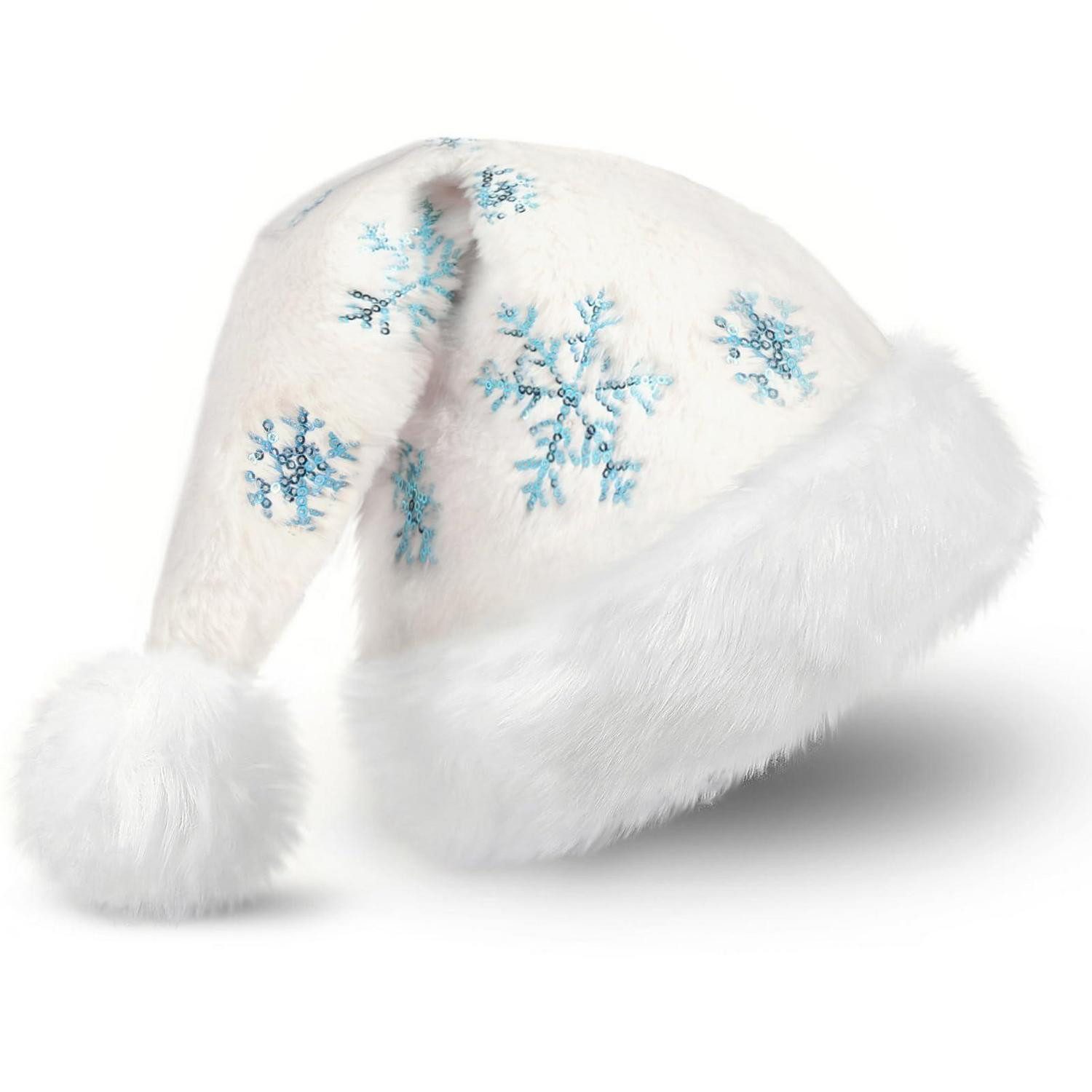 LuxusKollektion Cowboyhut Weihnachtsmütze Plüsch Pailletten Schneeflocke (1-St)