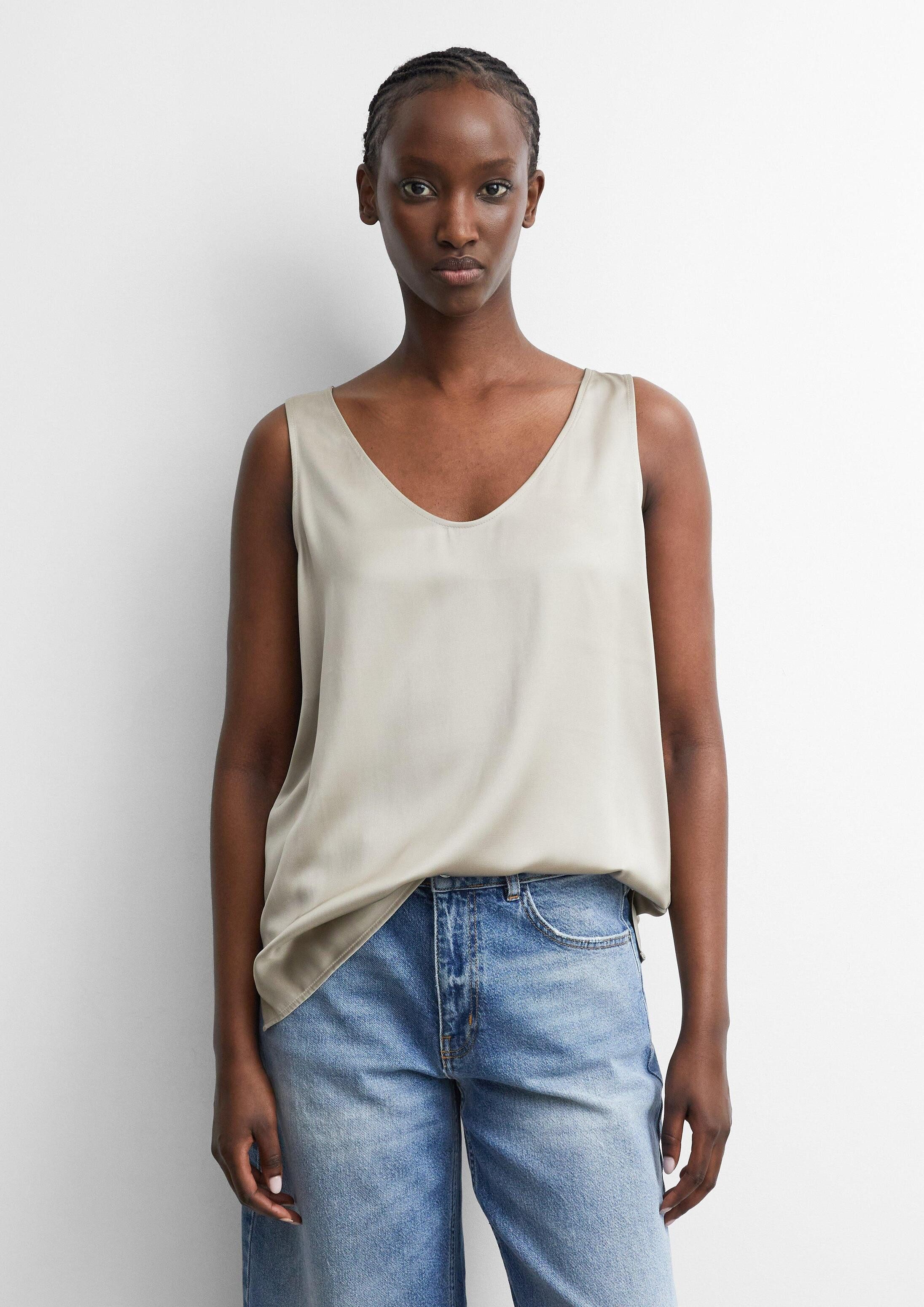 comma Blusentop Bluse Satin-Top aus Viskosemix