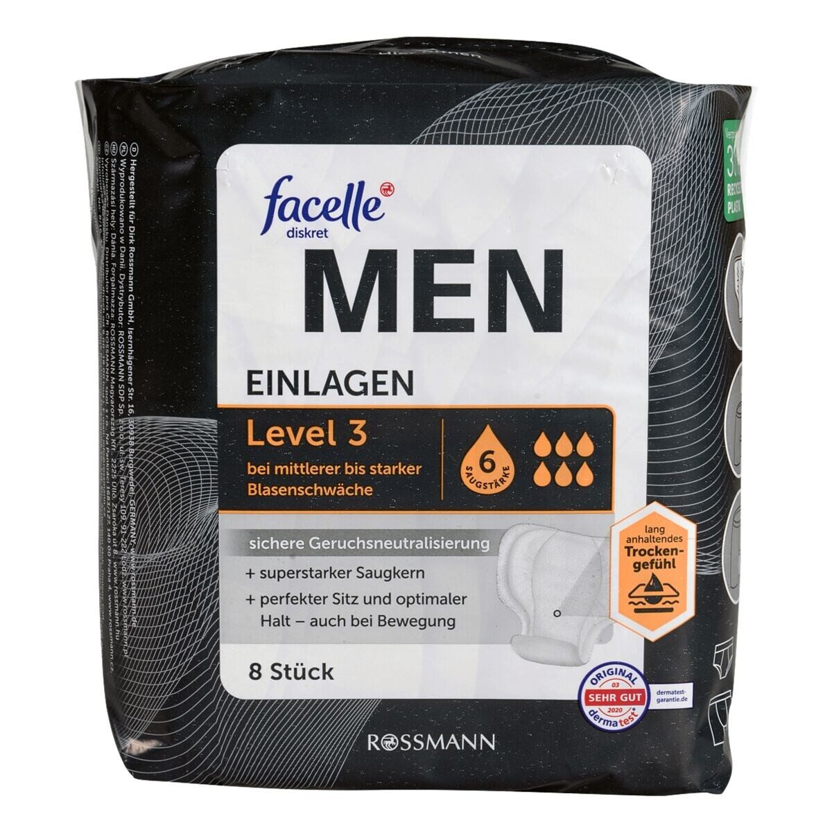 facelle Недержание мочи-Einlage MEN Level 3, 6, 8-St., Saugstärke 6