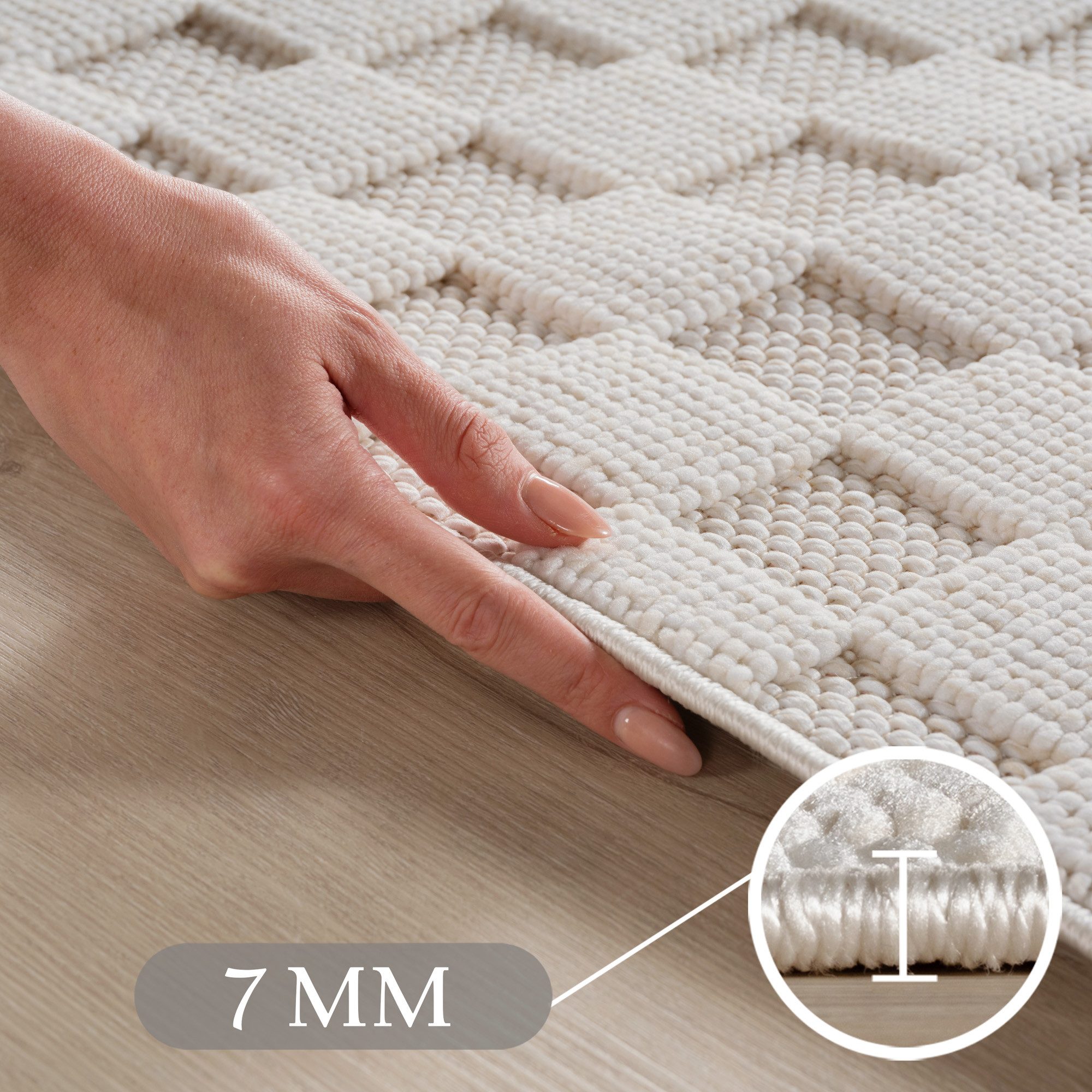 SIMPEX24 Designteppich Einfarbig Boucle Loop, Rechteckig, Höhe: 7 mm, Teppich Wohnzimmer, Schlafzimmer, Gästezimmer