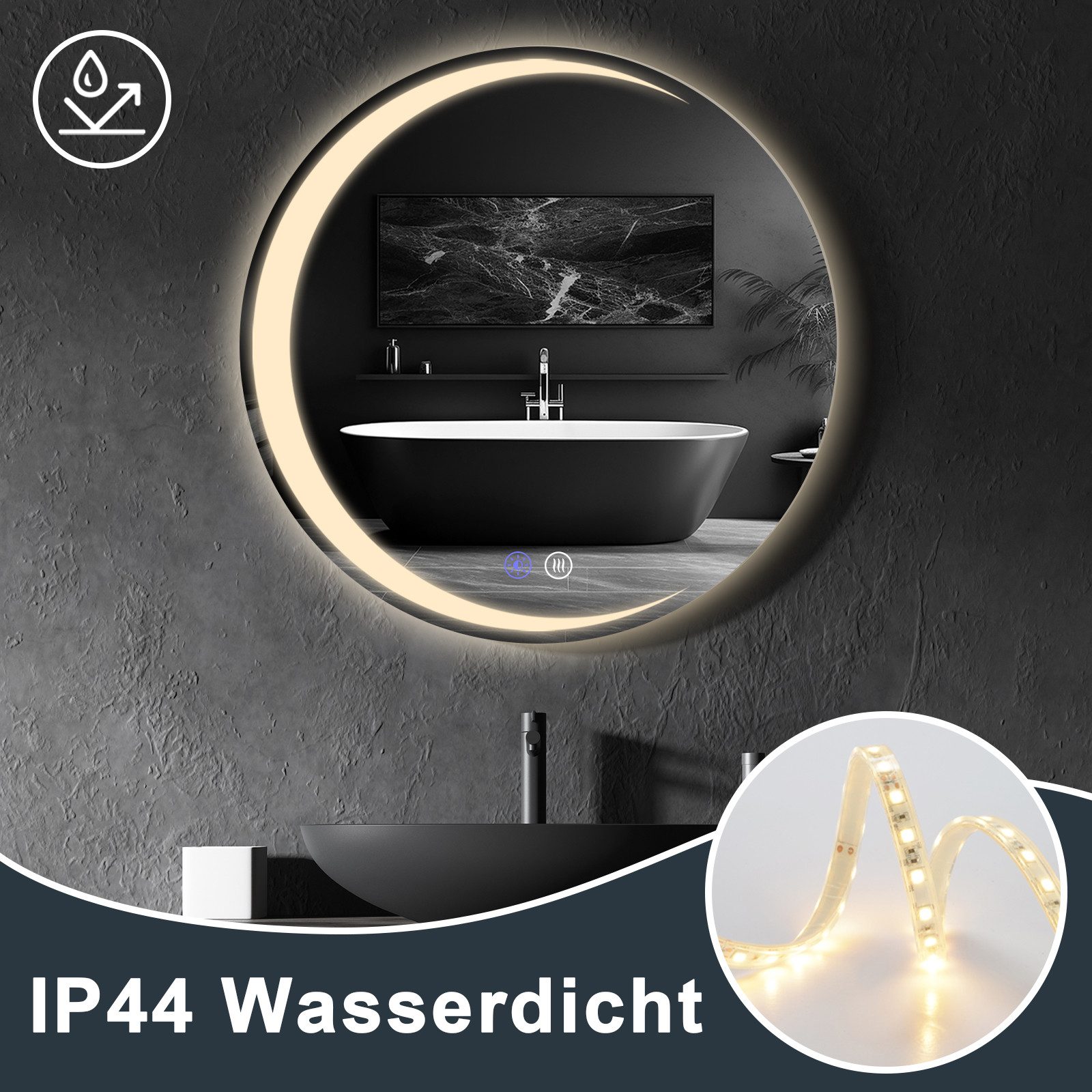 ZMH Badspiegel mit Beleuchtung Modern Rund günstig online kaufen