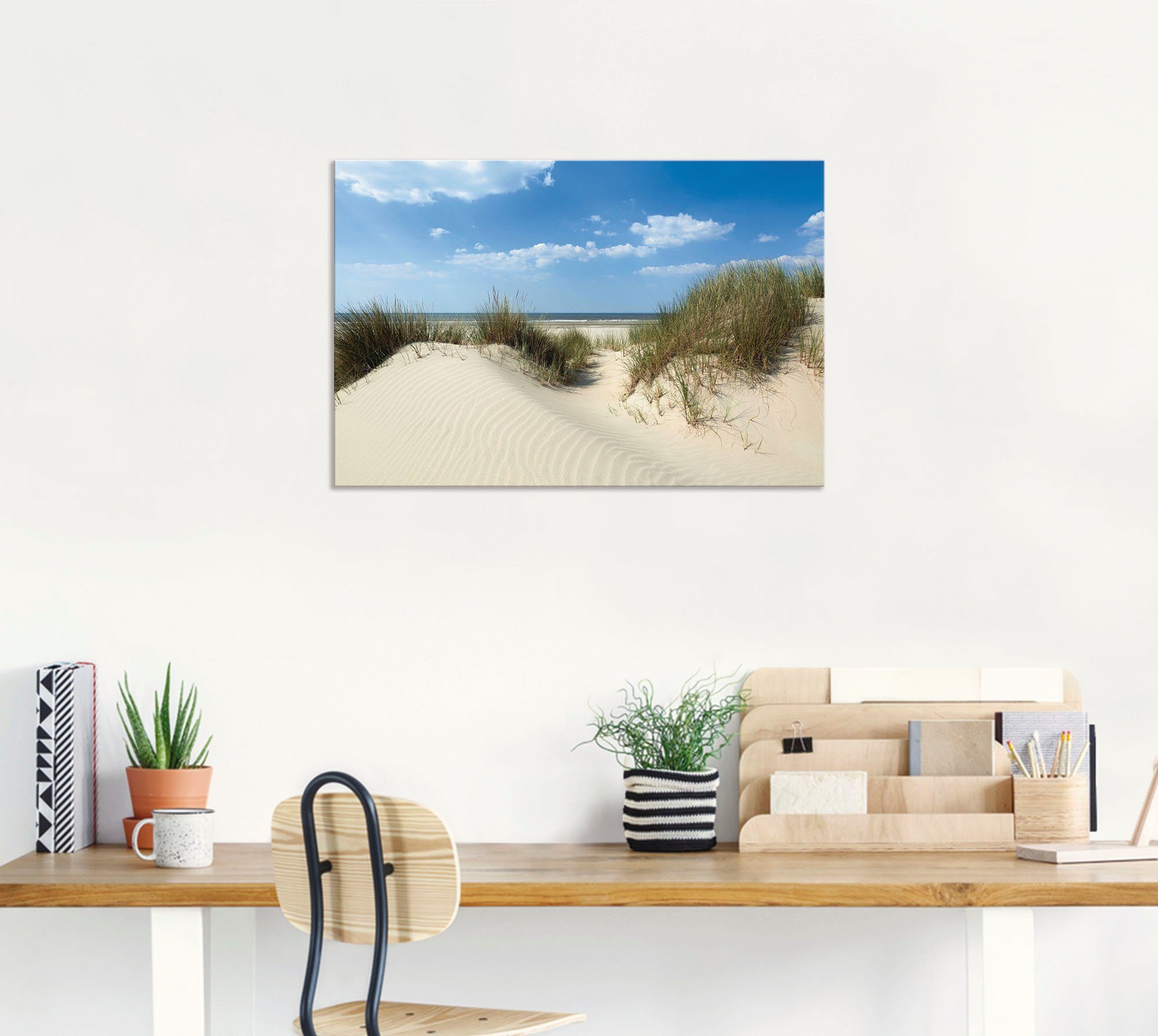 Artland Alu-Dibond-Druck Düne mit Meeresblick, Strand (1 St), für Innen- und Außenbereich geeignet, Outdoorbild