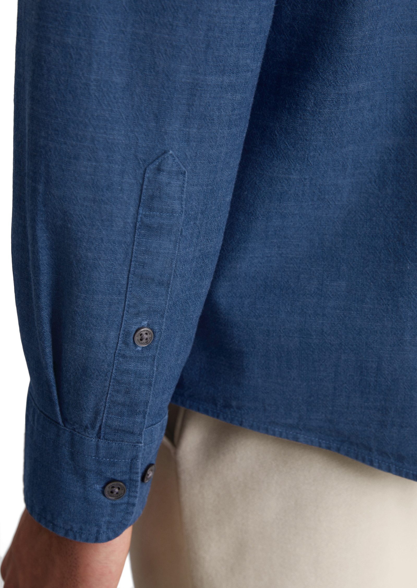 Marc O'Polo Langarmhemd aus leichtem Bio-Baumwoll-Chambray – Bild 4 von 5