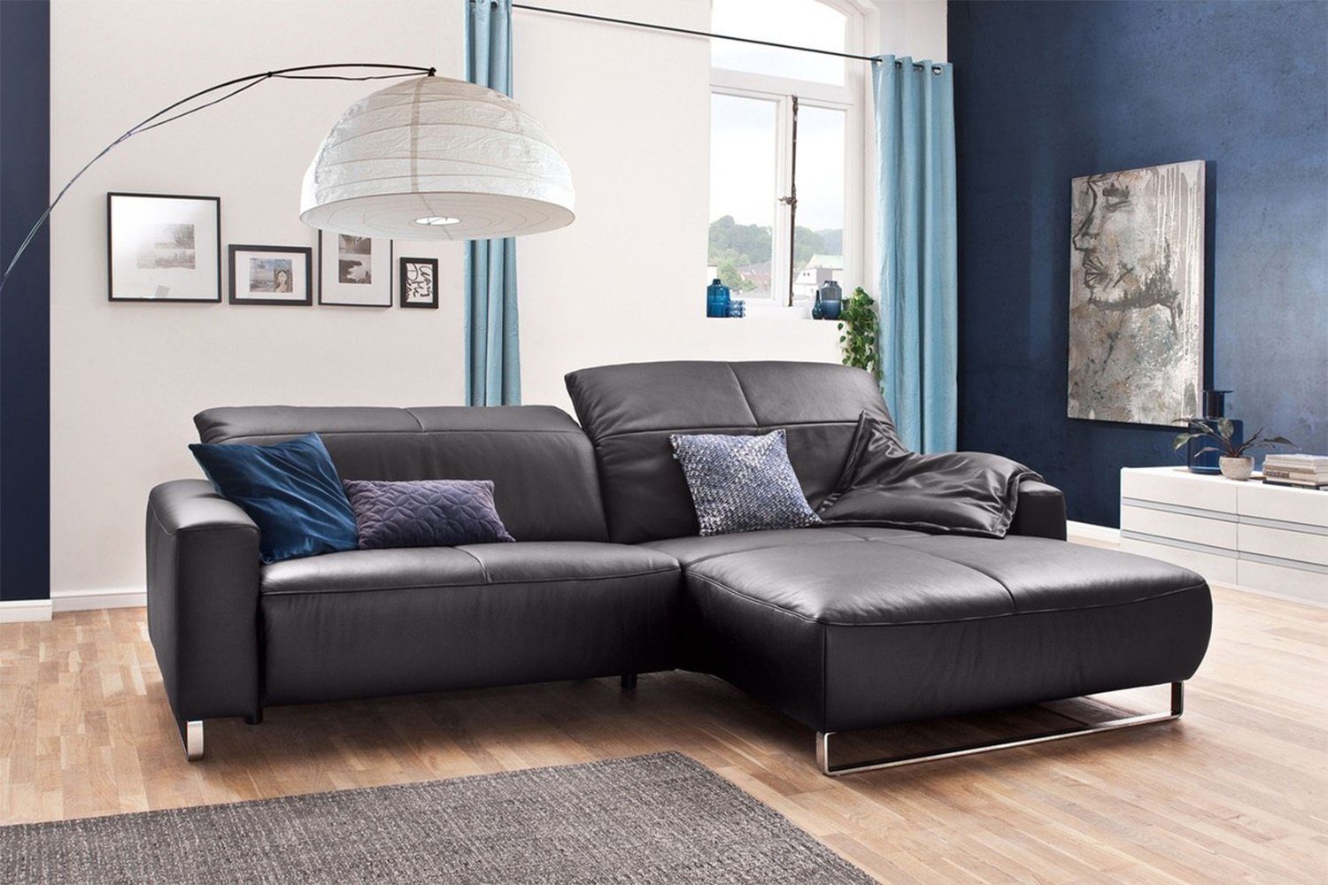 KAWOLA Ecksofa YORK, Sofa, Recamiere rechts od. links, mit od. ohne Sitztiefenverstellung mocca