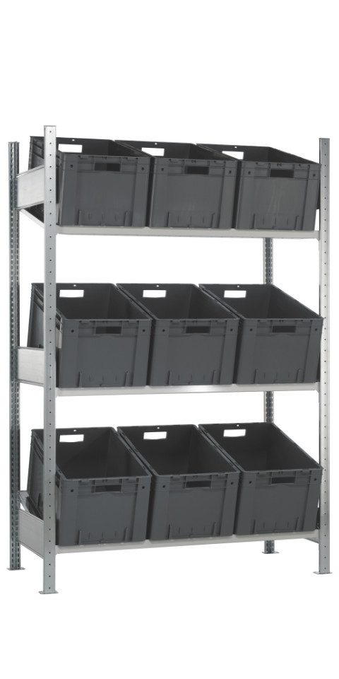 Steckregal Grundregal, Schrägbodenregal L MULTIplus150, 2000 x 1000 x 600 mm