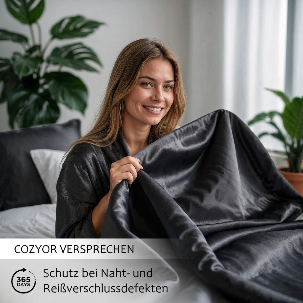 Cozyor Wendebettwäsche Satin glänzend matt 135x200, 155x200, 155x220, 200x200 cm extra weich, Satin & Mikrofaser, 2 teilig, Edel und hochwertig