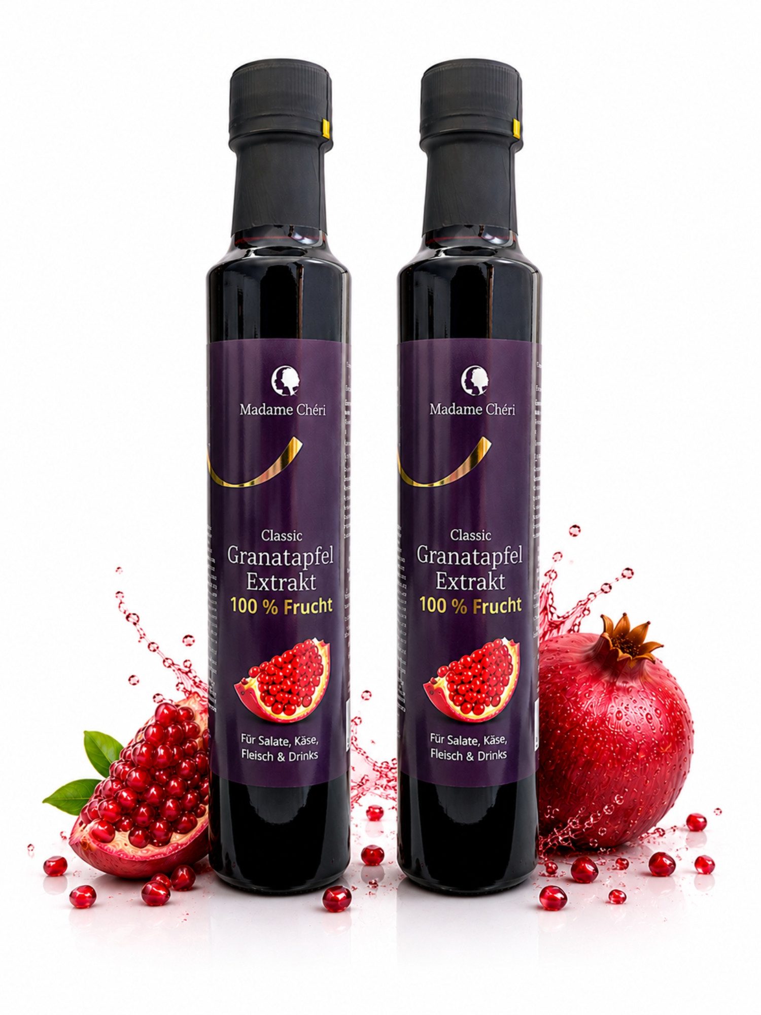 Madame Chéri Sirup Premium Granatapfelextrakt 100% Frucht, 330 g, 100 % Granatapfelextrakt, ohne Zusatzstoffe, vielseitig verwendbar
