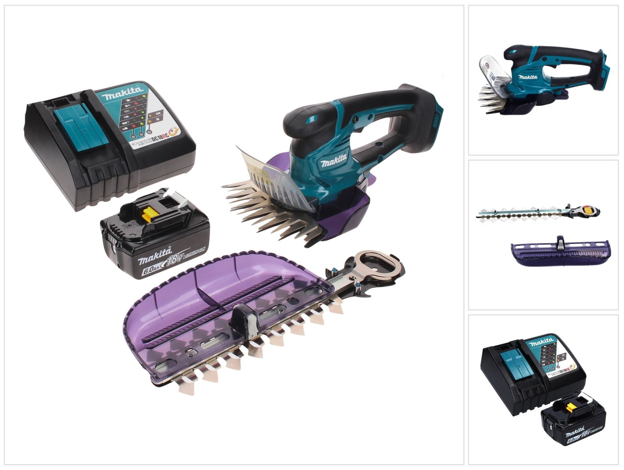 Makita Akku-Grasschere DUM 604 RG1X Akku Grasschere 18 V mit Gras- und Strauchscherblatt