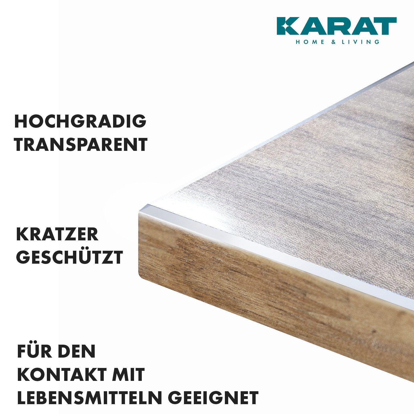 Karat Tischdecke Mattiert transparent Crystal – PVC Tischschutzfolie für Innen & Außen, zuschneidbare & robust Tischauflage, geruchlose Tischdecke