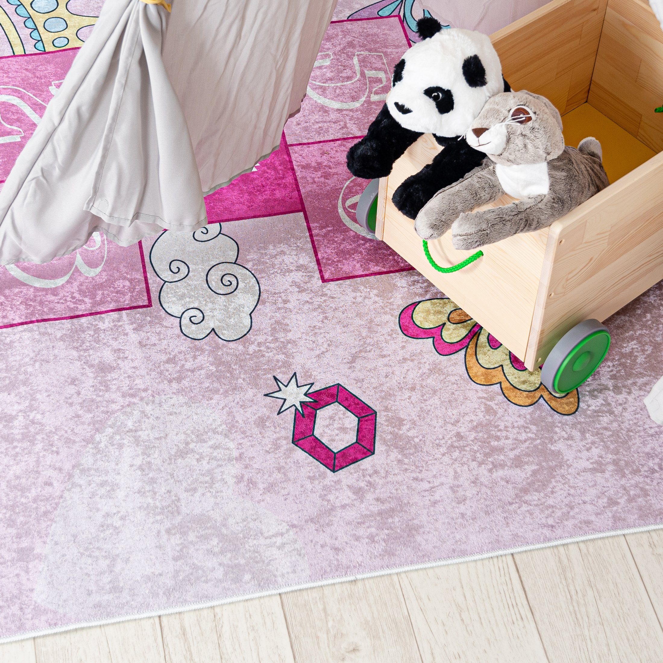 Mazovia Kinderteppich Kinderteppich Kinderzimmerteppich Hüpfspiel, 120 x 170 cm, Kurflor, Waschbar in Waschmaschine, Höhe 5 mm, Rutschfest