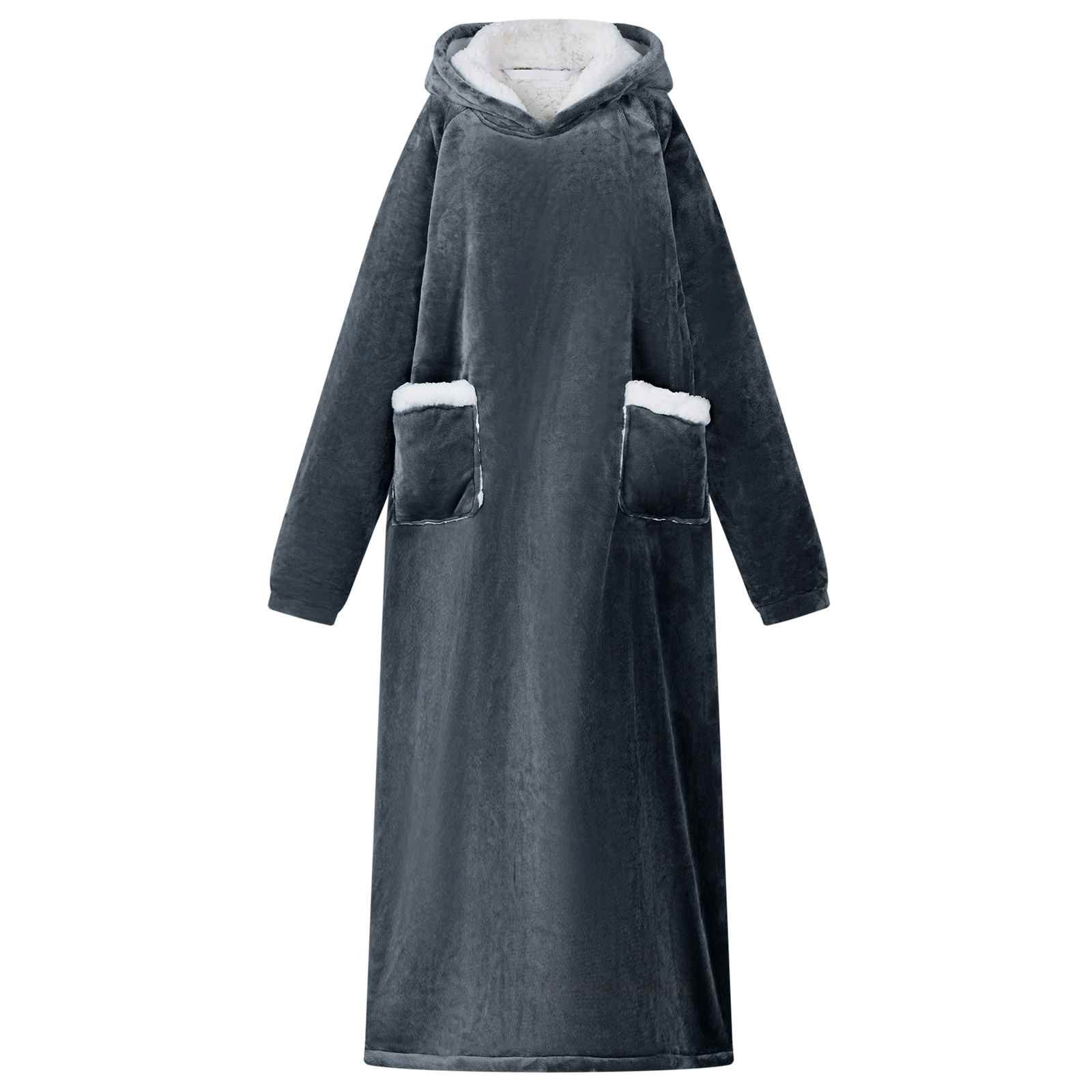 Damenbademantel XL Bademantel Hoodie Marineblau XL Fleece und Flanell