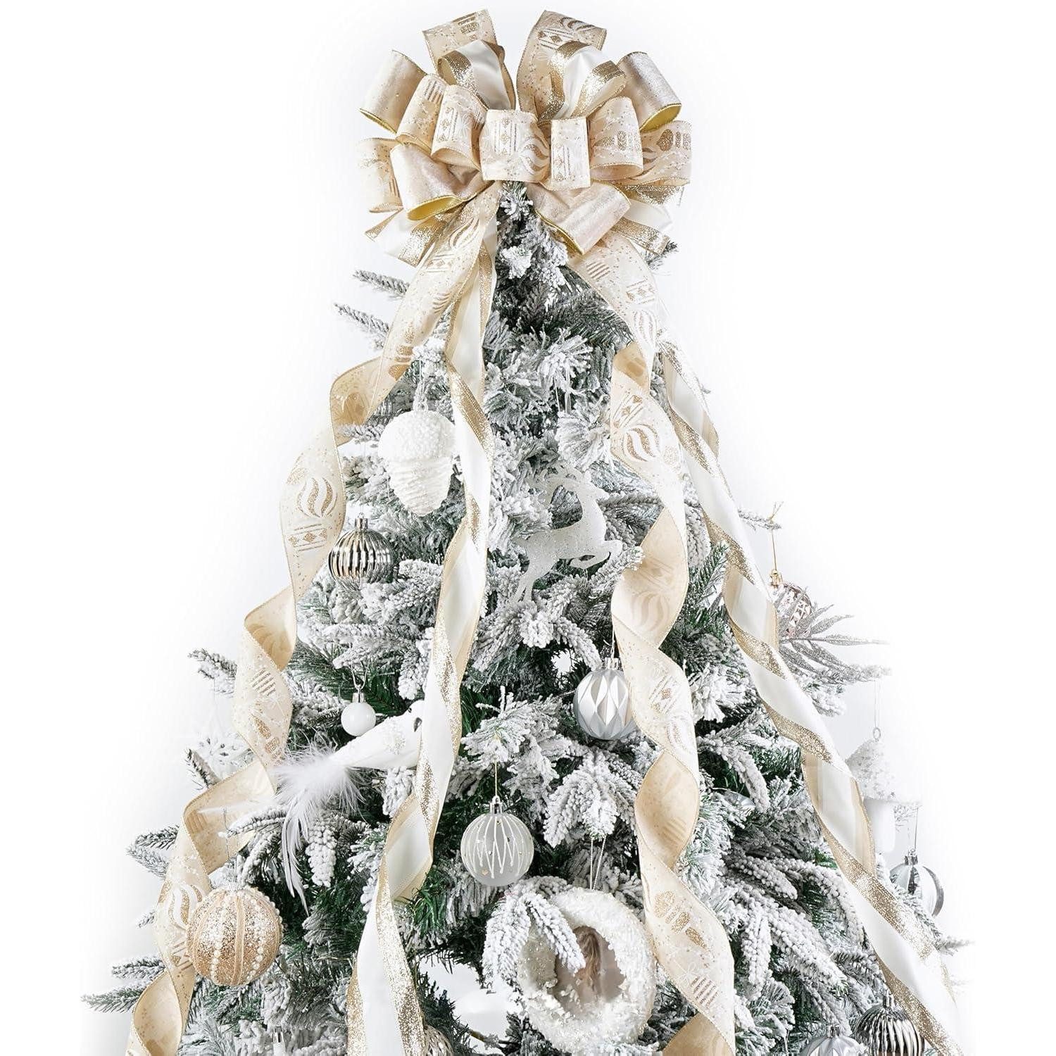 LuxusKollektion Weihnachtsbaumschleife Weihnachtsbaumspitze Champagnergold Samt 135cm