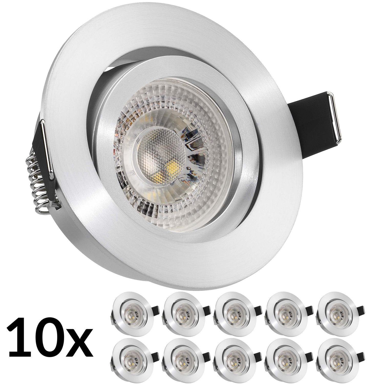 GU10 mit LEDANDO LED Einbaustrahler von LED 3W Set in aluminium LED Einbaustrahler matt 10er RGB