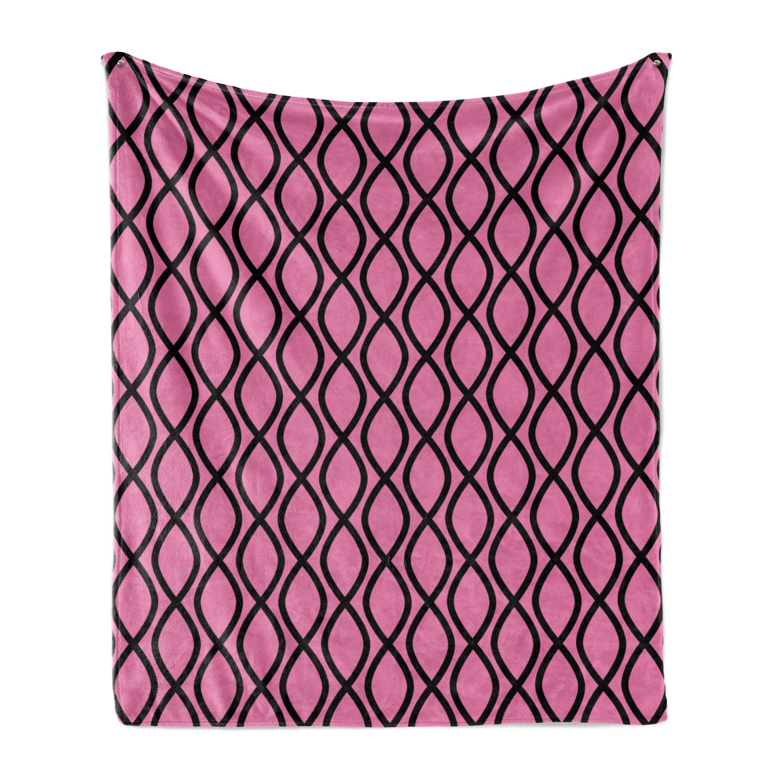 Wohndecke Gemütlicher Plüsch für den Innen- und Außenbereich, Abakuhaus, Hot Pink Gewellte Linien Feminine