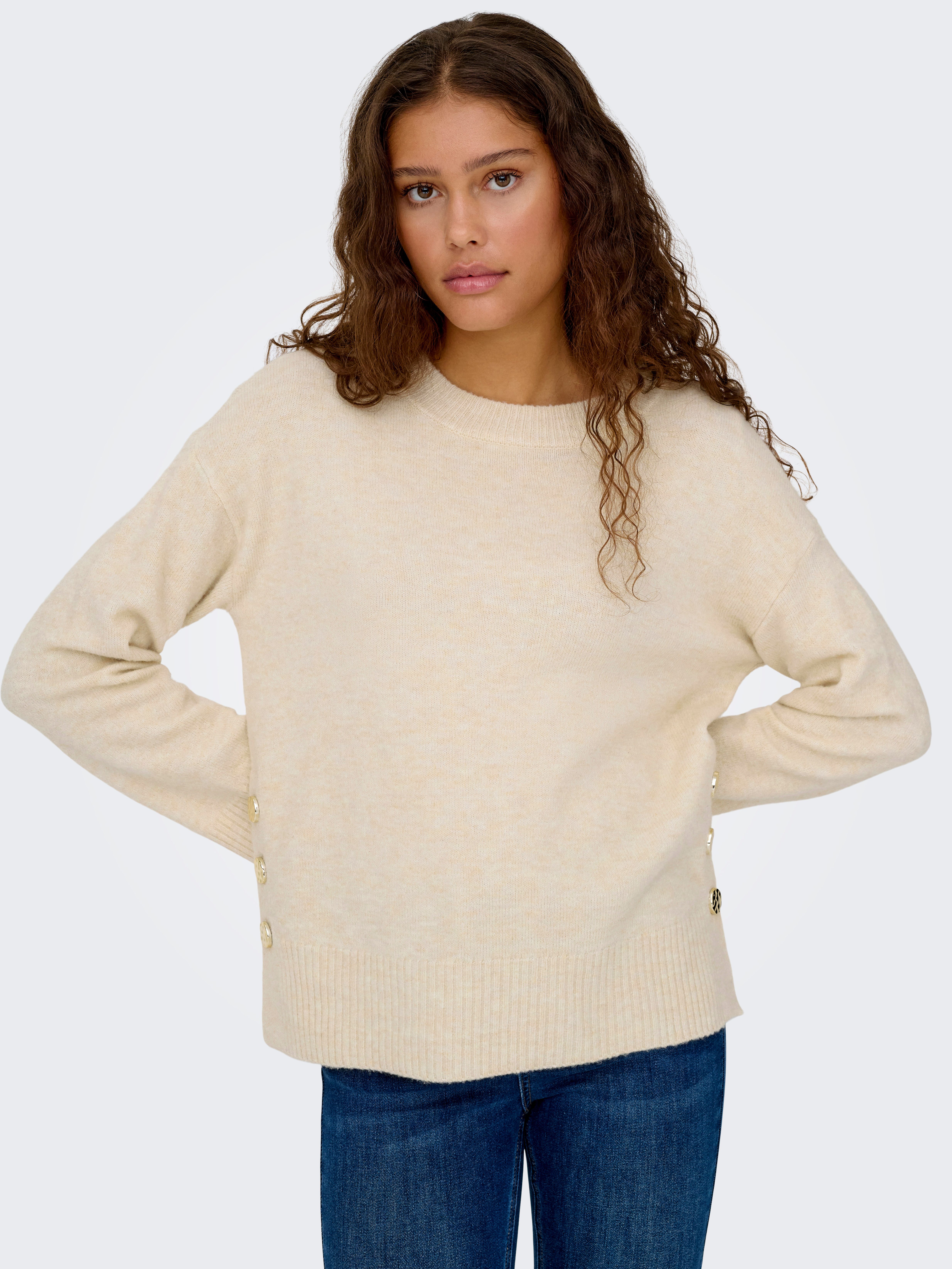 ONLY Strickpullover ONLRENE LIFE LS BUTTON O-NECK CC KNT günstig online kaufen