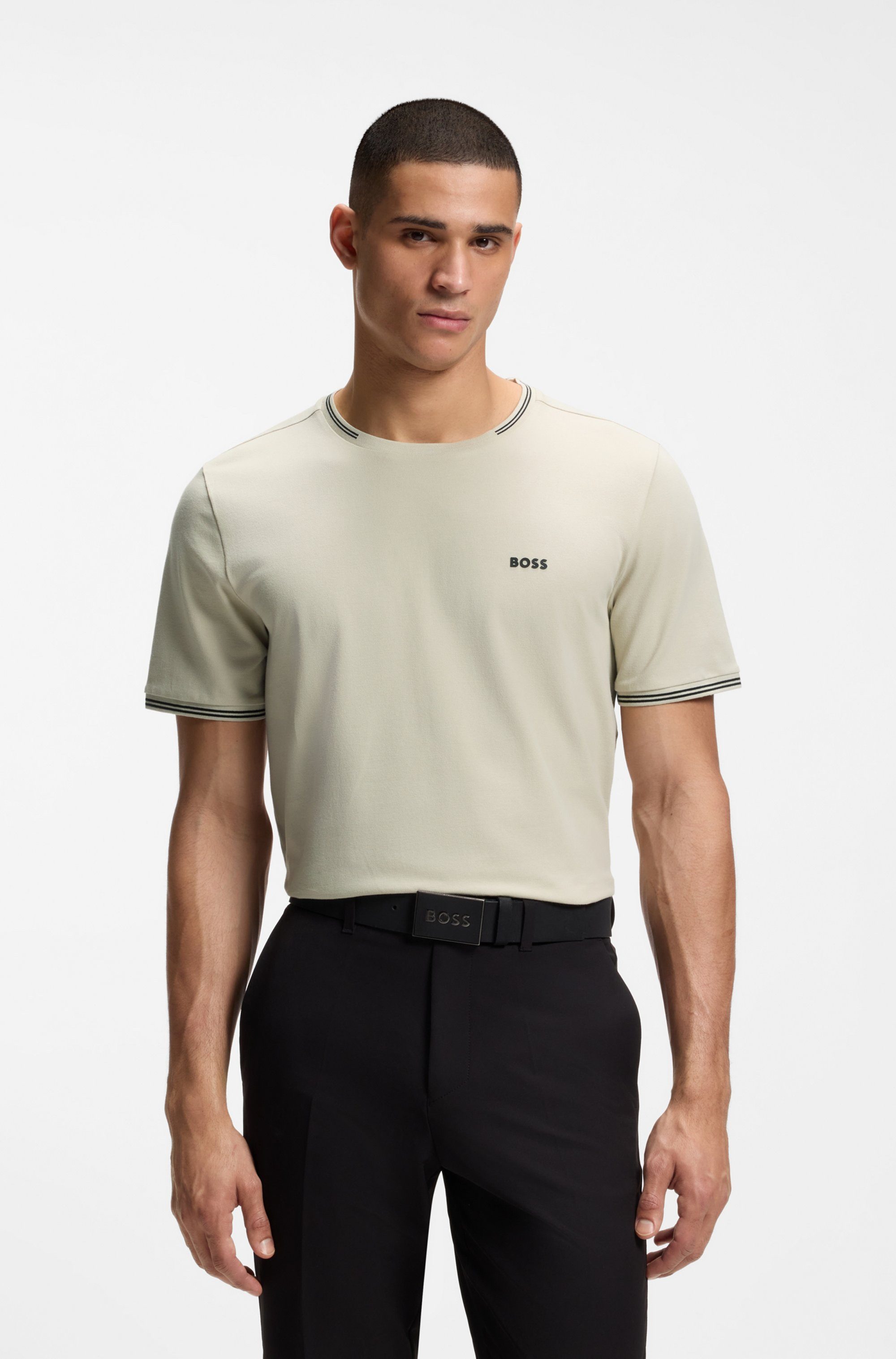 BOSS GREEN T-Shirt Taul aus softem Stretch-Baumwoll-Piqué, Regular Fit, Kühlend