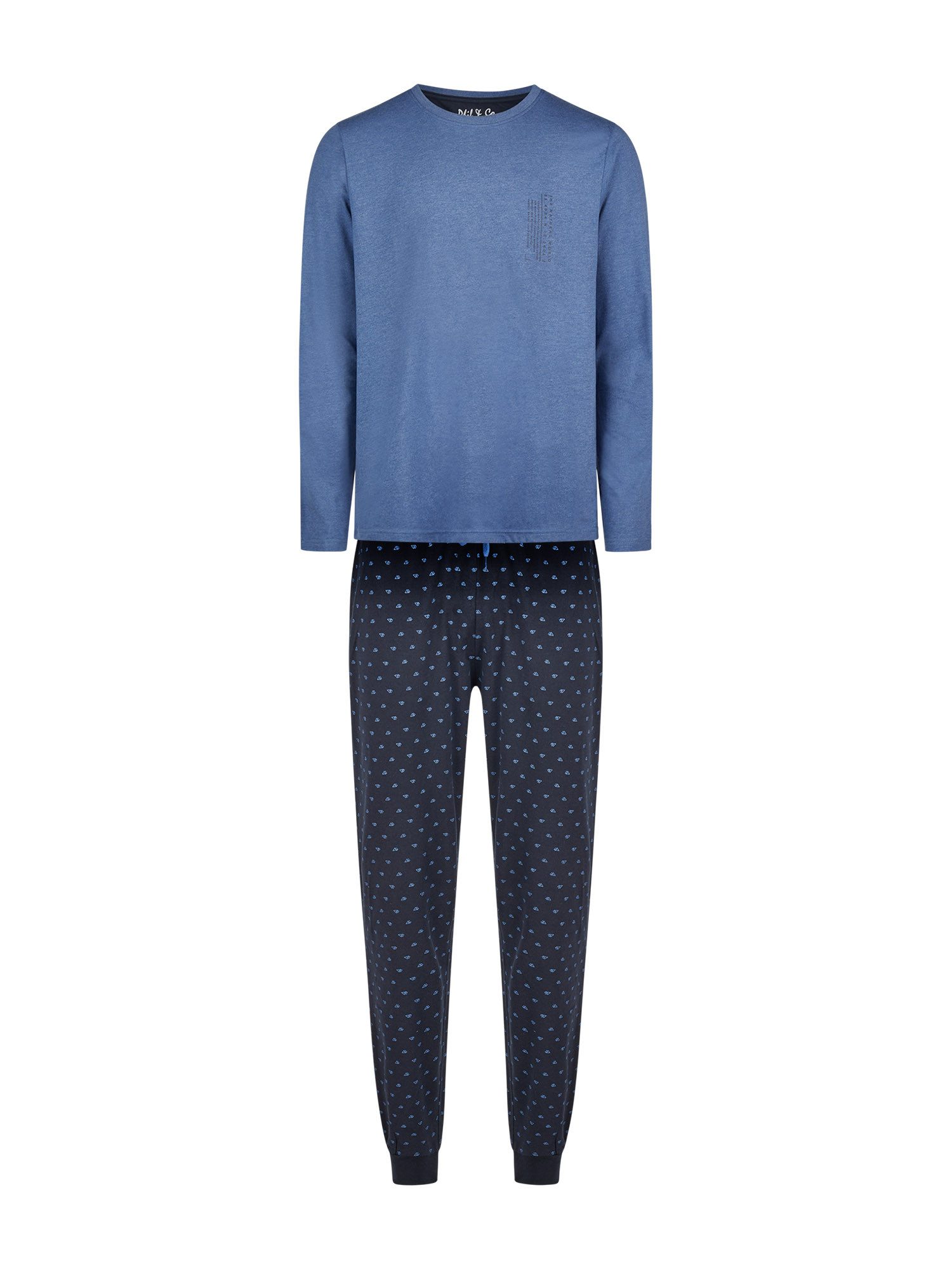 Phil & Co. Pyjama Cozy Classic (2 tlg) Blau Schlafanzug Schlafmode Loungewe günstig online kaufen