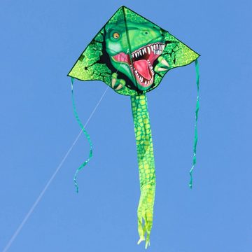 HQ Flug-Drache Kinderdrachen Einleiner Drachen HQ Simple Flyer T-Rex 120 cm, (1-tlg), + 1,5 m Drachenschwanz