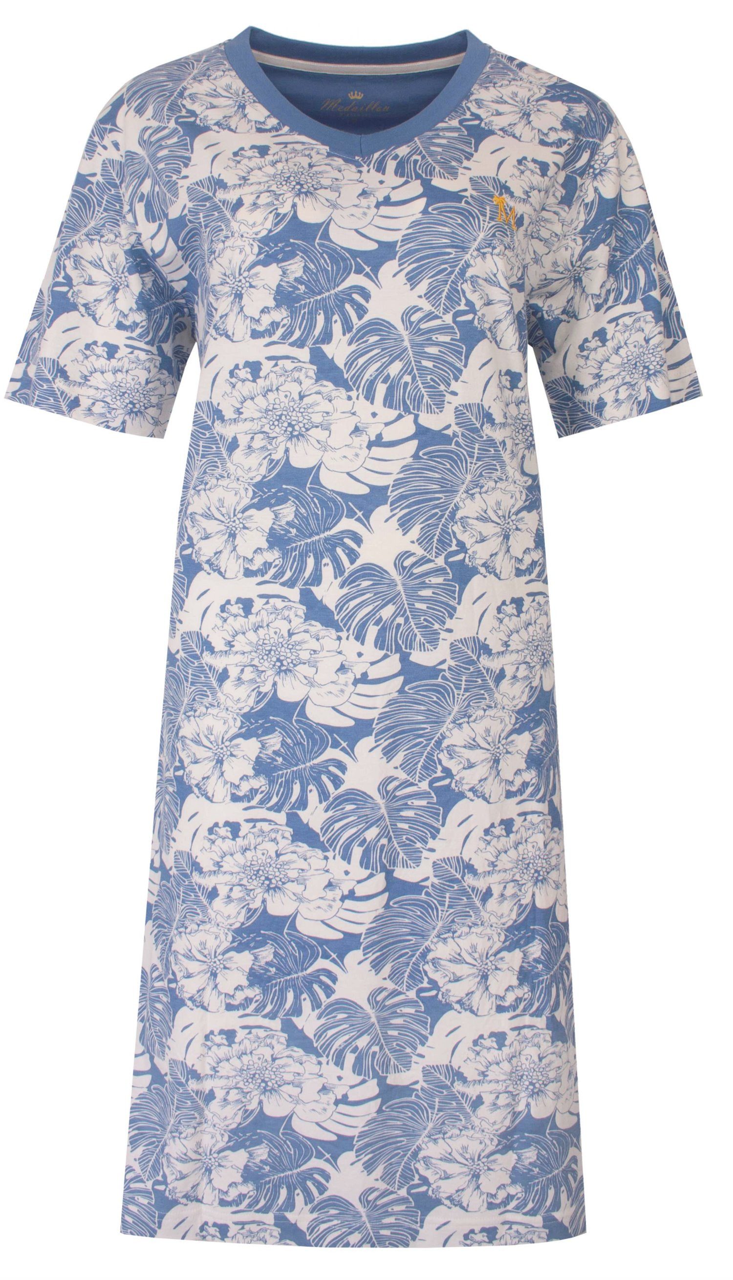 Medaillon Nachthemd Damen Jersey Schlafshirt mit kurzem Arm (1-tlg) Baumwolle