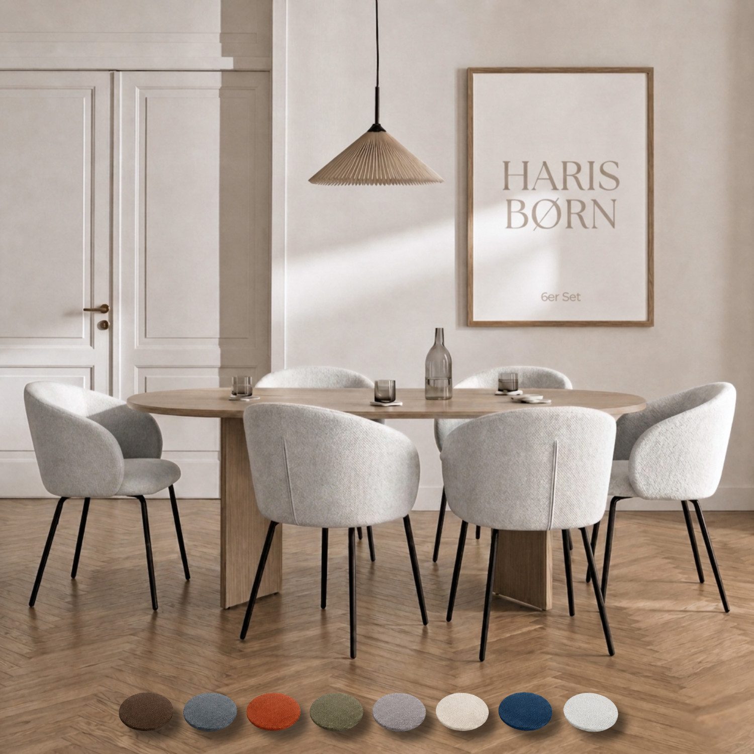 Haris Børn Esszimmerstuhl mit Armlehnen NØR - Hochwertige Polsterstühle für Esszimmer (Set, 6 St), Premium Esszimmer Stühle & Wohnzimmer Stühle