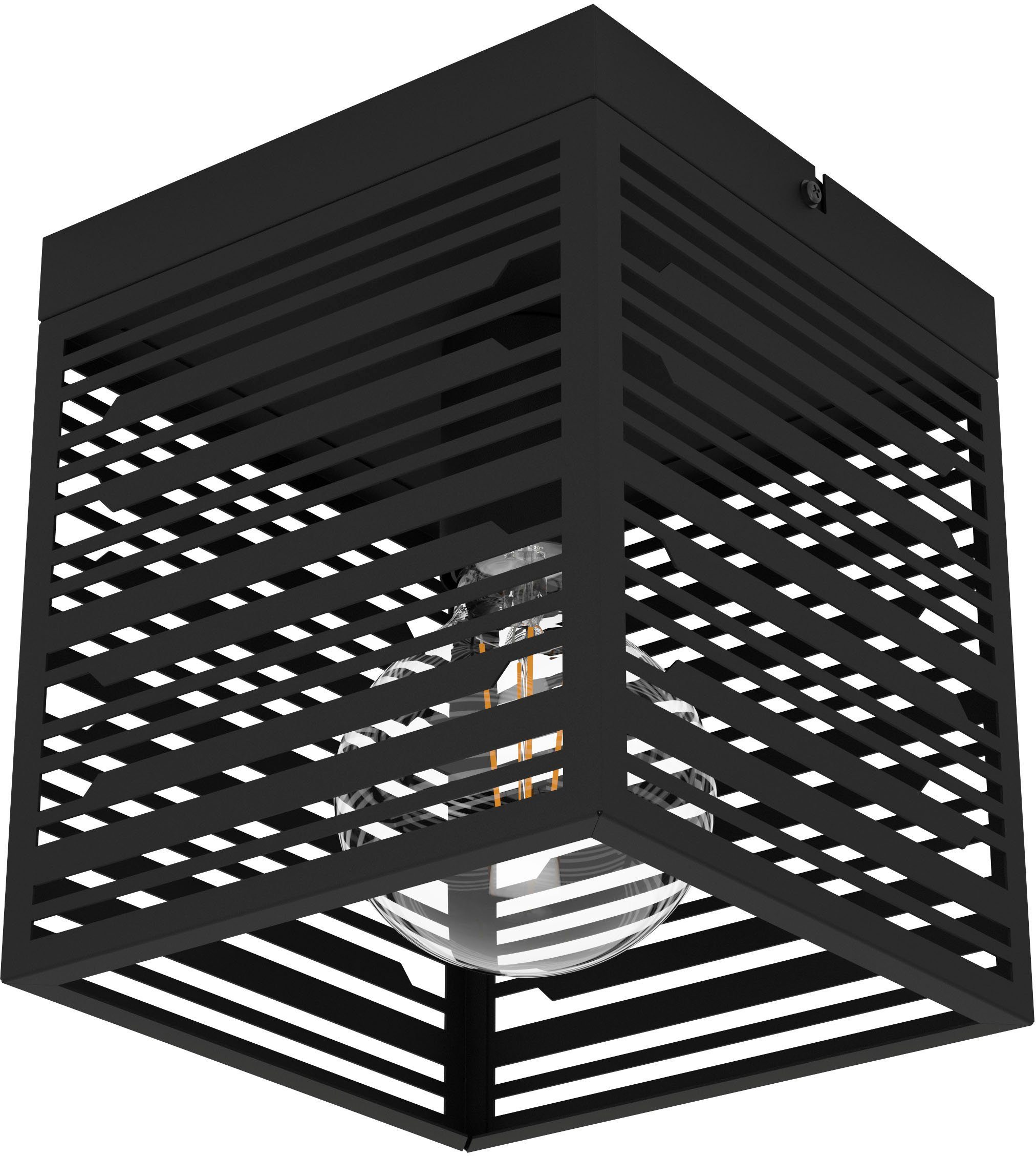 EGLO Deckenleuchte PIEDRITAS, Leuchtmittel wechselbar, ohne Leuchtmittel, Deckenleuchte in schwarz aus Stahl - exkl. E27 - 1X40W | Deckenlampen