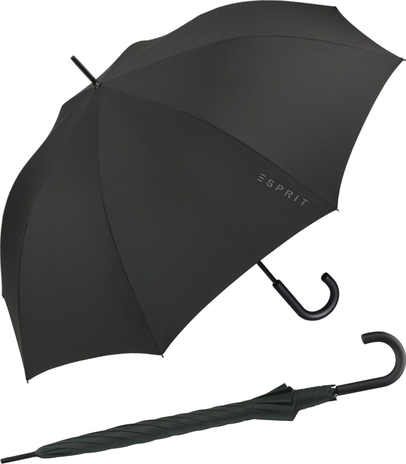 Esprit Stockregenschirm Herren-Schirm mit Automatik Gents stabil leicht, klassisch edel schwarz
