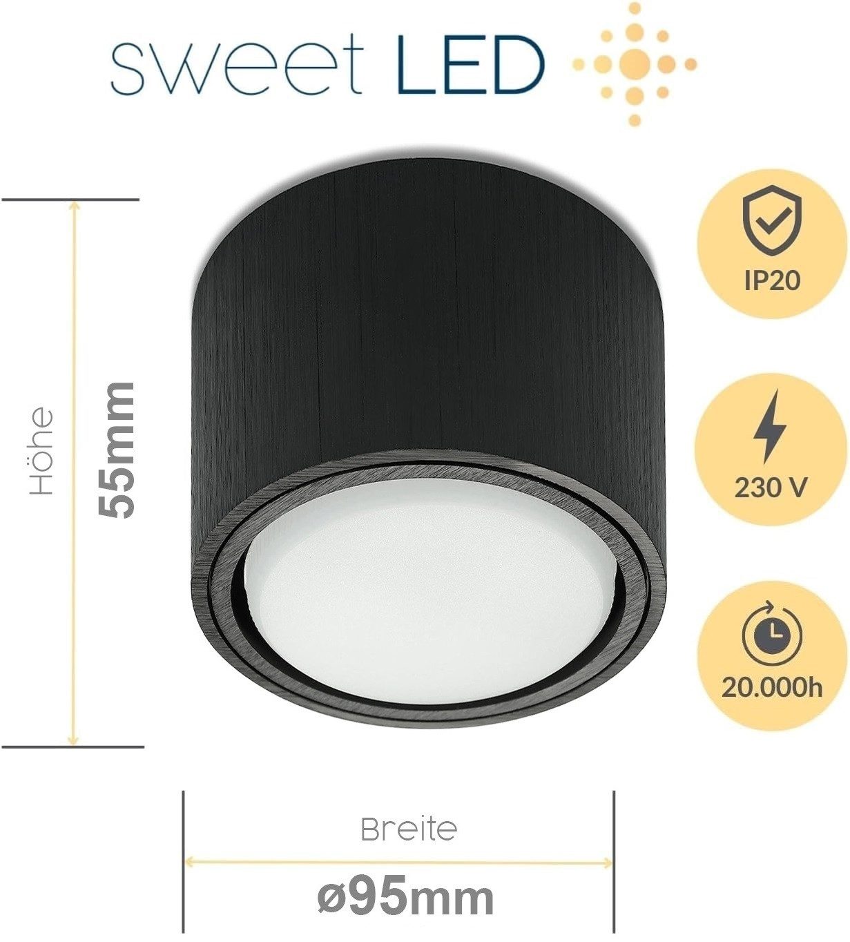 Sweet LED LED Aufbaustrahler 4er Set flach GX53 Spot 8,2W 750lm Deckenleuch günstig online kaufen