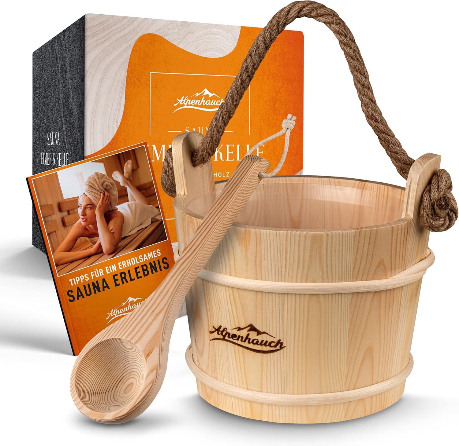 Alpenhauch Aufgusskübel mit Kelle [100% Naturholz] günstig online kaufen
