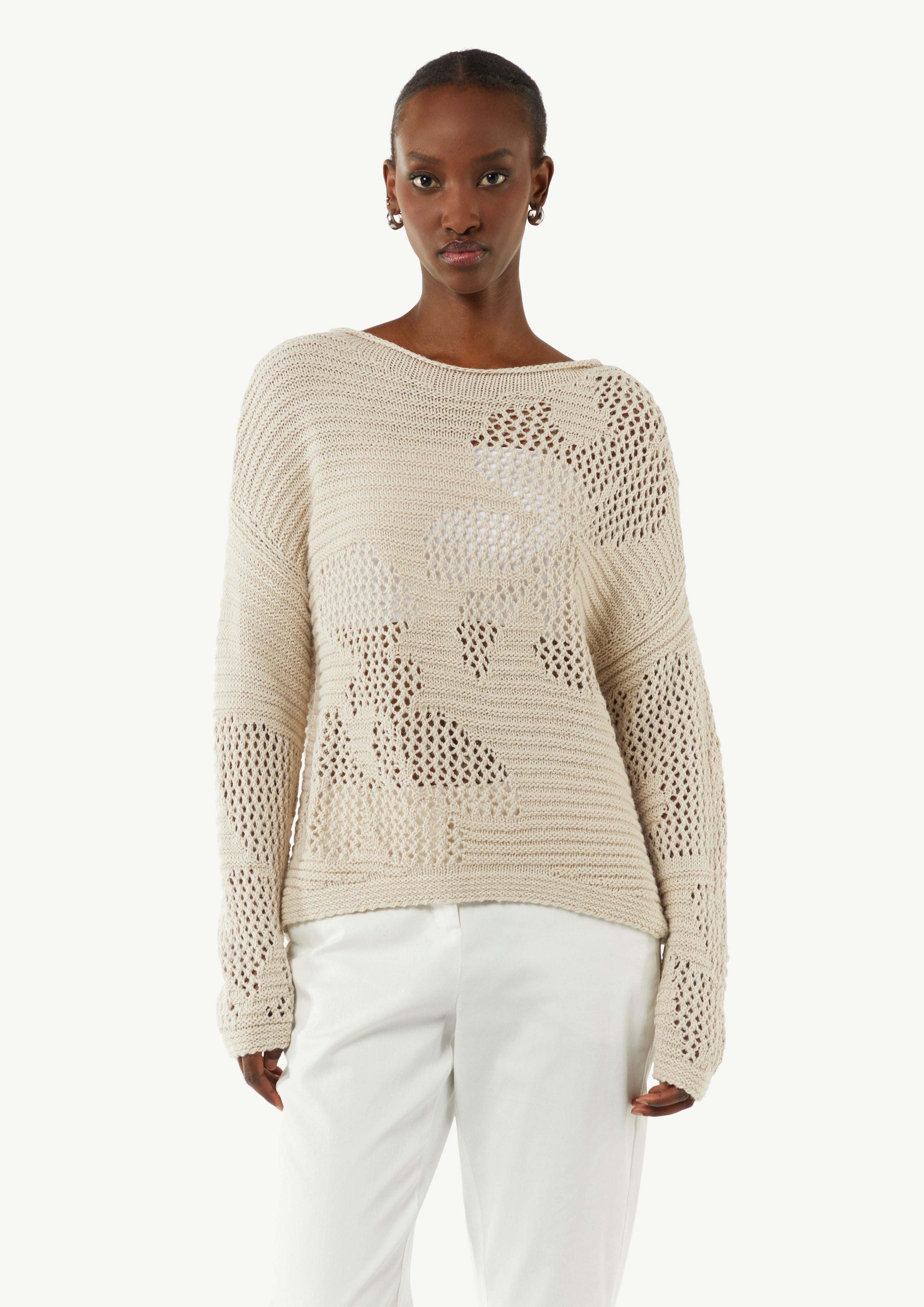 Langarmshirt Strickpullover mit Ajourmuster
